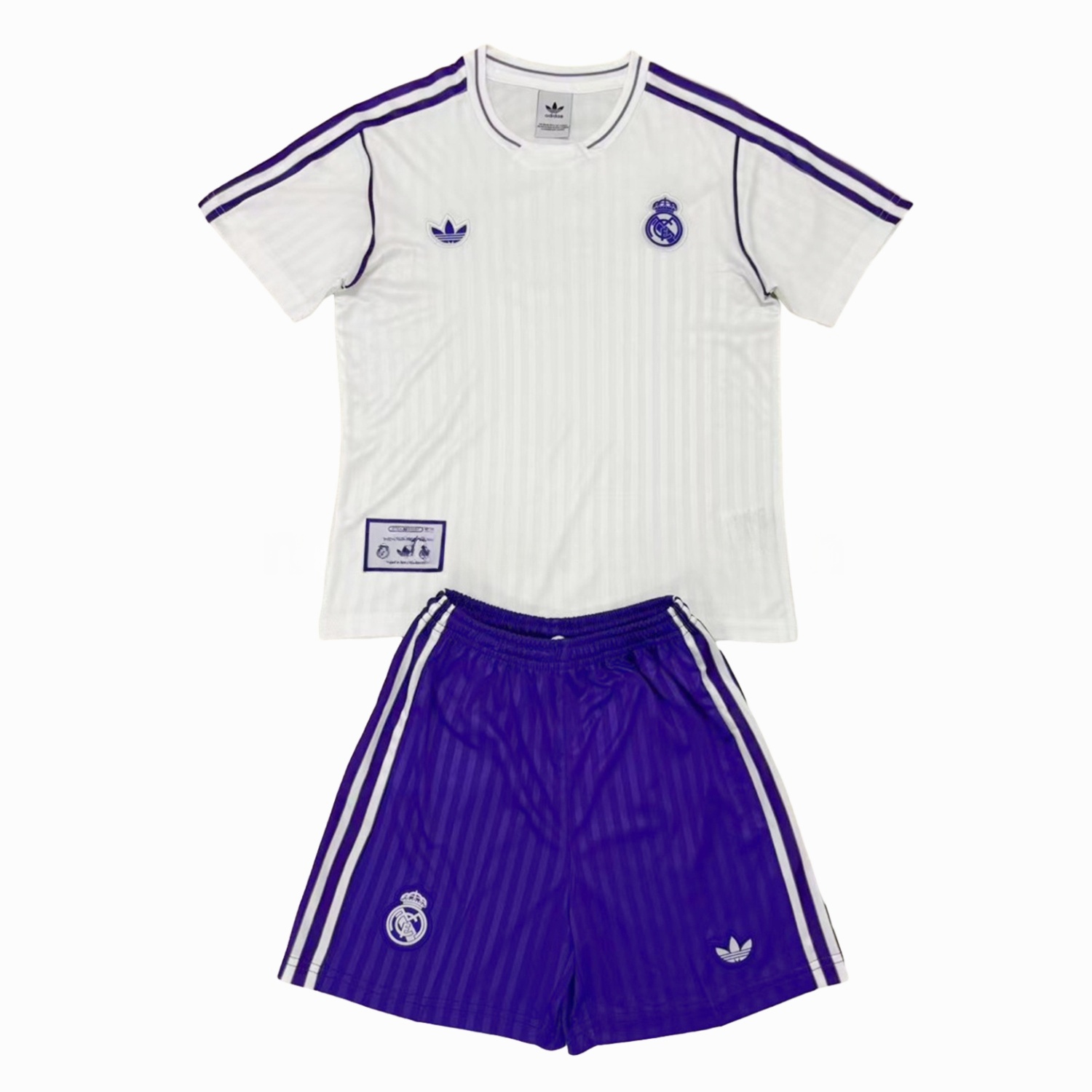 Real Madrid 24-25 White Terrace Icon Retro Style Men's Adult Jersey Set - Fans Version - Unitedfutballjersey