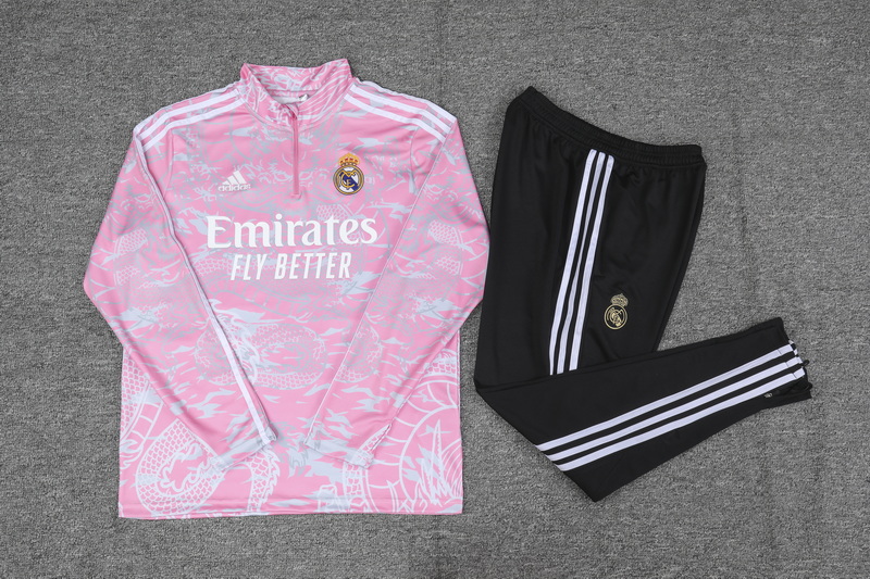 Real Madrid 23-24 Kids Long Sleeve Training Set Pink - Unitedfutballjersey
