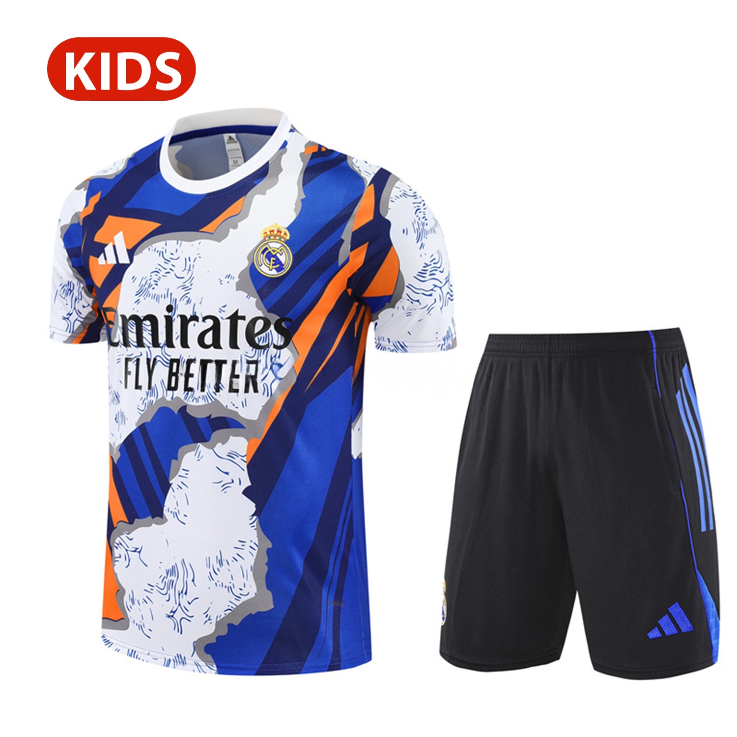 Real Madrid 25-26 Kid Short-Sleeve Training Set - CamouflageTop & Black Shorts - Unitedfutballjersey