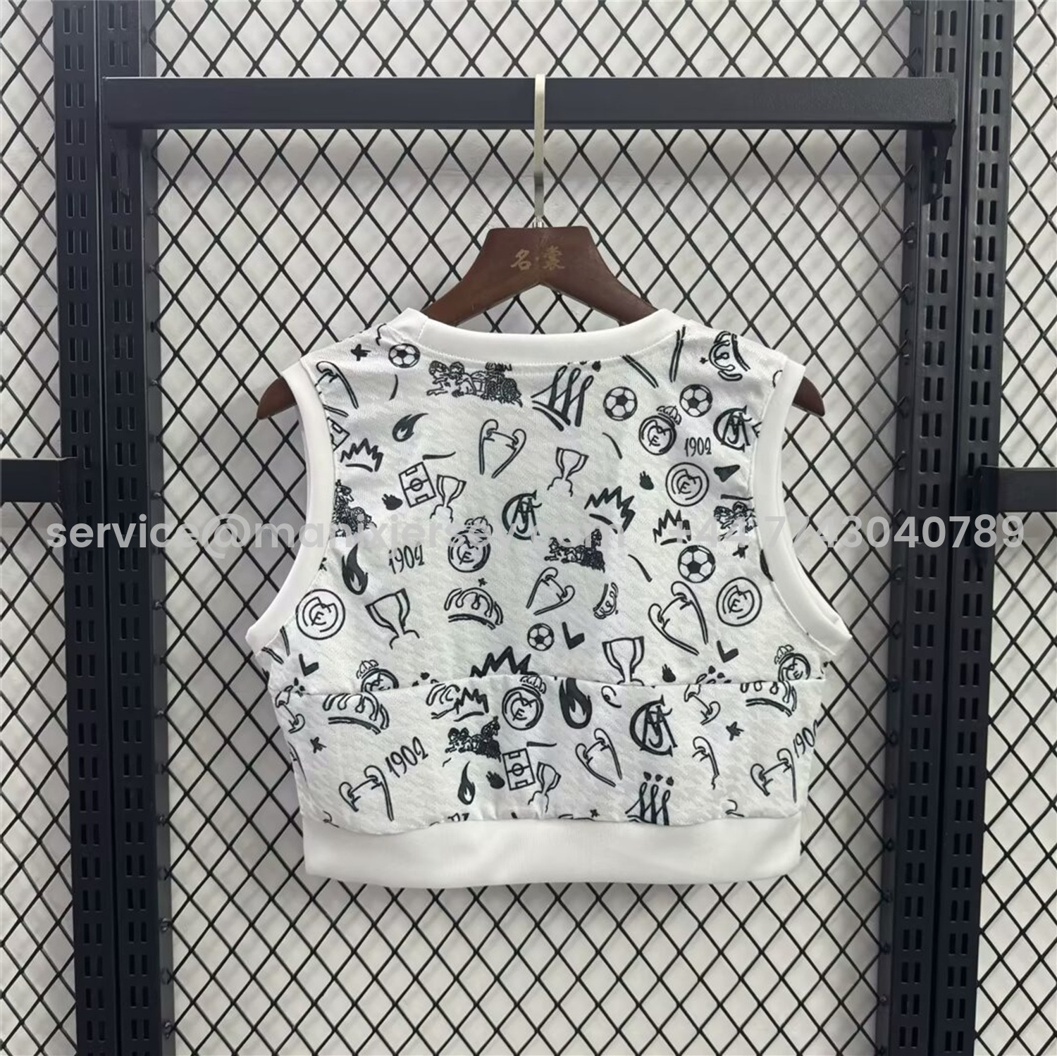 Women's Real Madrid 25-26 White Yoga Vest with Black Emoji Icons - Unitedfutballjersey