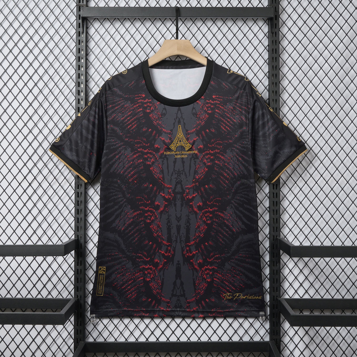 Paris Saint-Germain PSG 25-26 Champions League Commemorative Edition Black Red Eiffel Tower T-shirts - Unitedfutballjersey