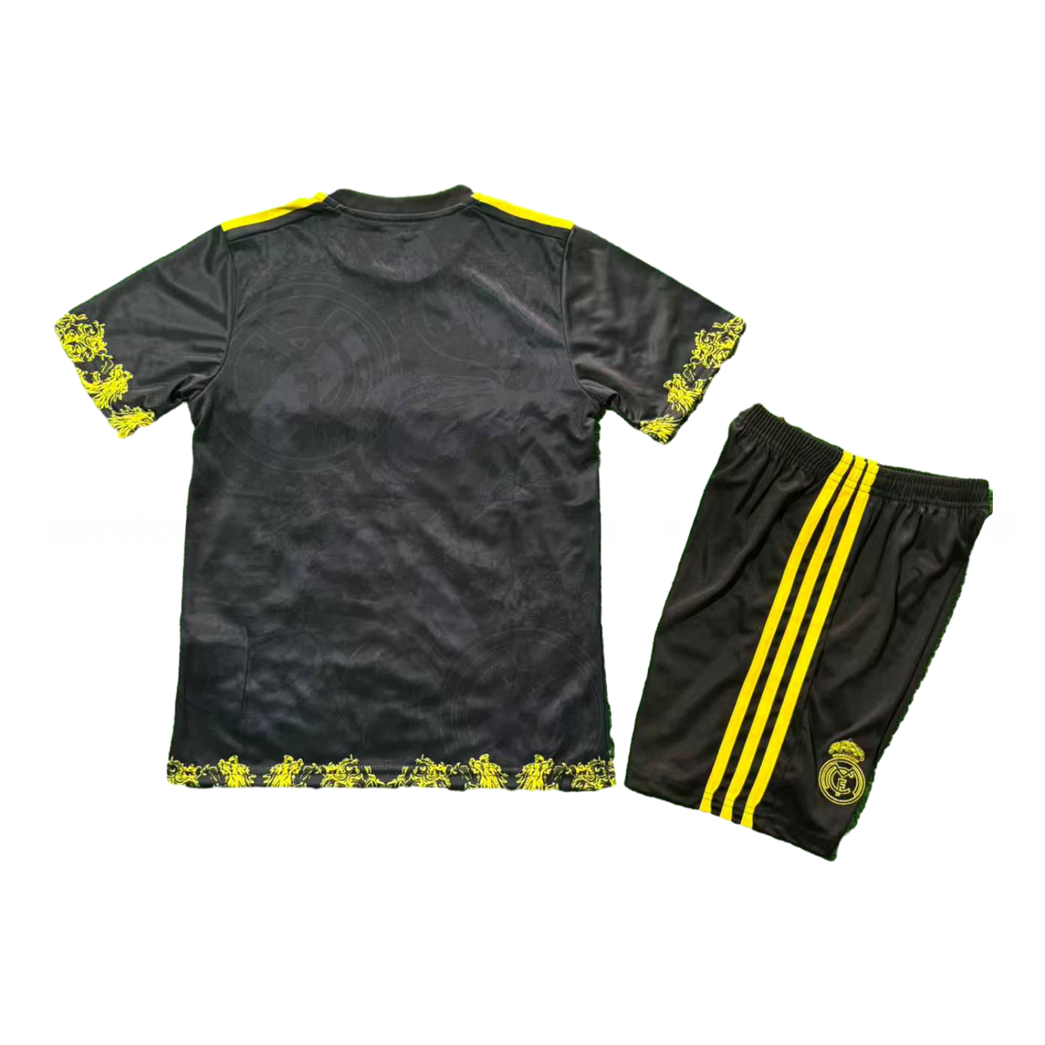 Real Madrid 25-26 Yellow Dragon Black Special Kids Kit - Unitedfutballjersey