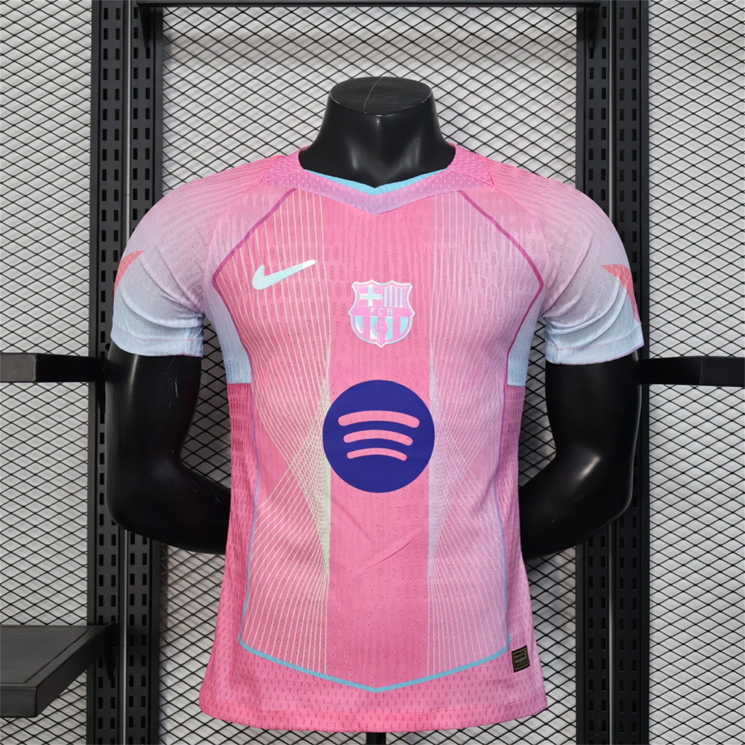 B.A.R.S.A 25-26 Pink and Light Blue Stripes Jersey - Player Version - Unitedfutballjersey