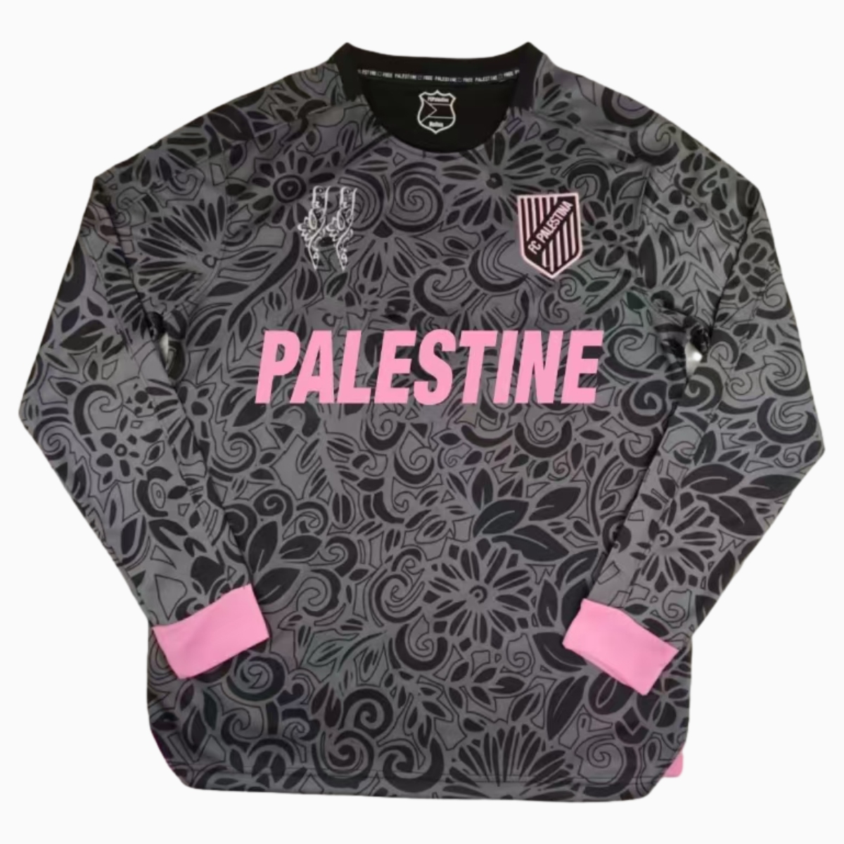 FC Palestina 23-24 Black Patterned Long Sleeve Jersey with English - Unitedfutballjersey