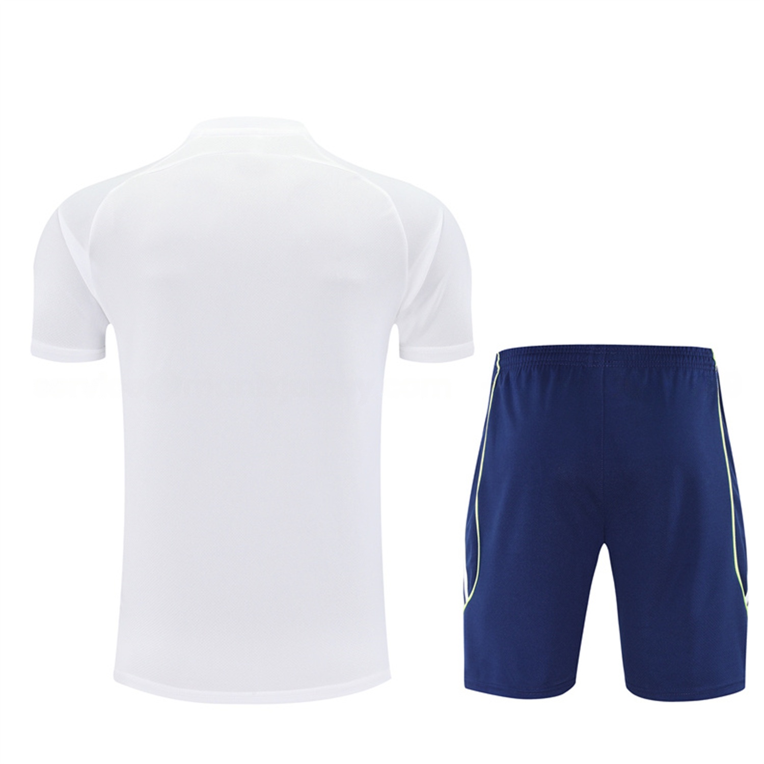 Real Madrid 25-26 Short-Sleeve Training Set - White Urban Purist Style Top and Blue Shorts - Unitedfutballjersey