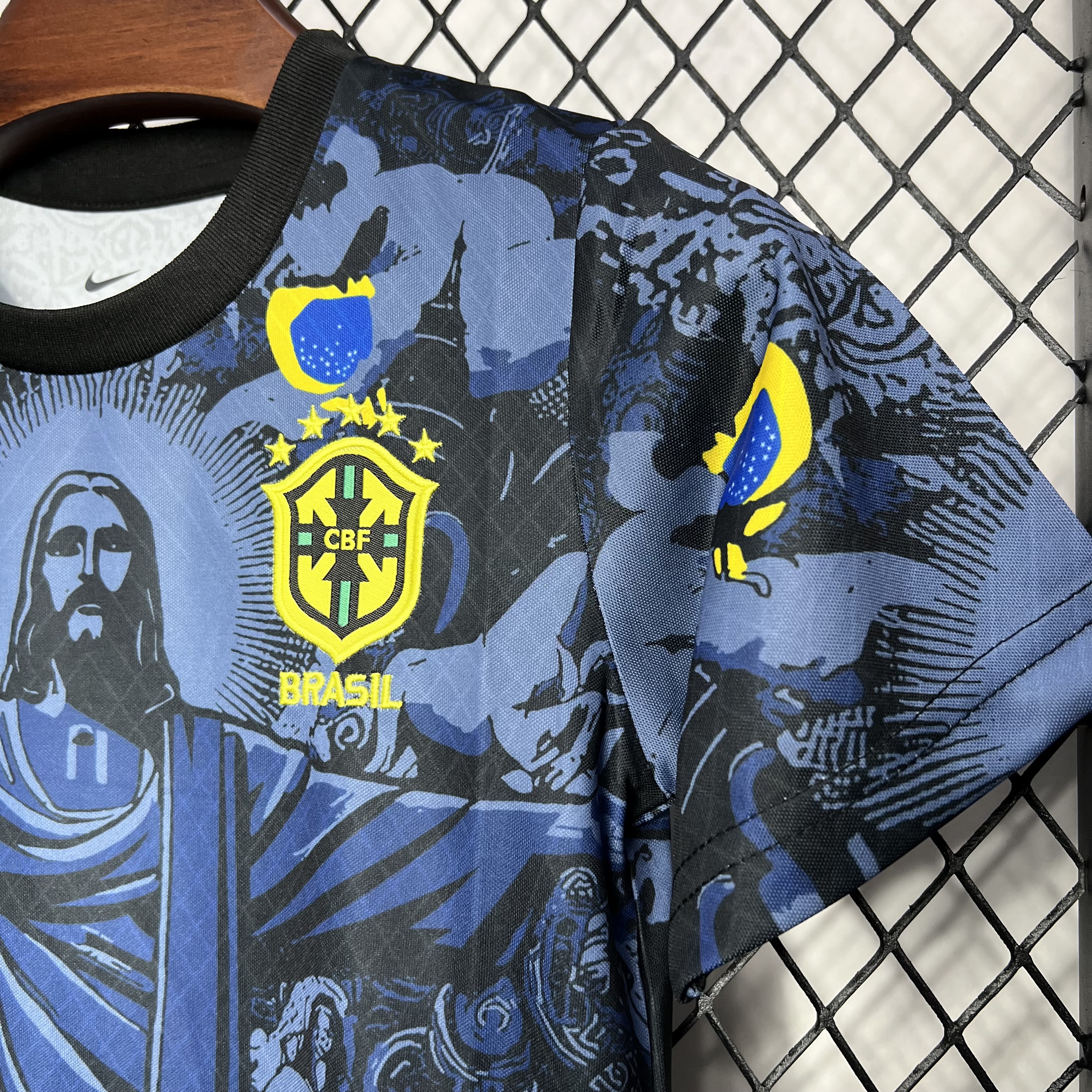 Brazil 2024 Christ the Redeemer Statue Kids Kit - Dark Blue - Unitedfutballjersey