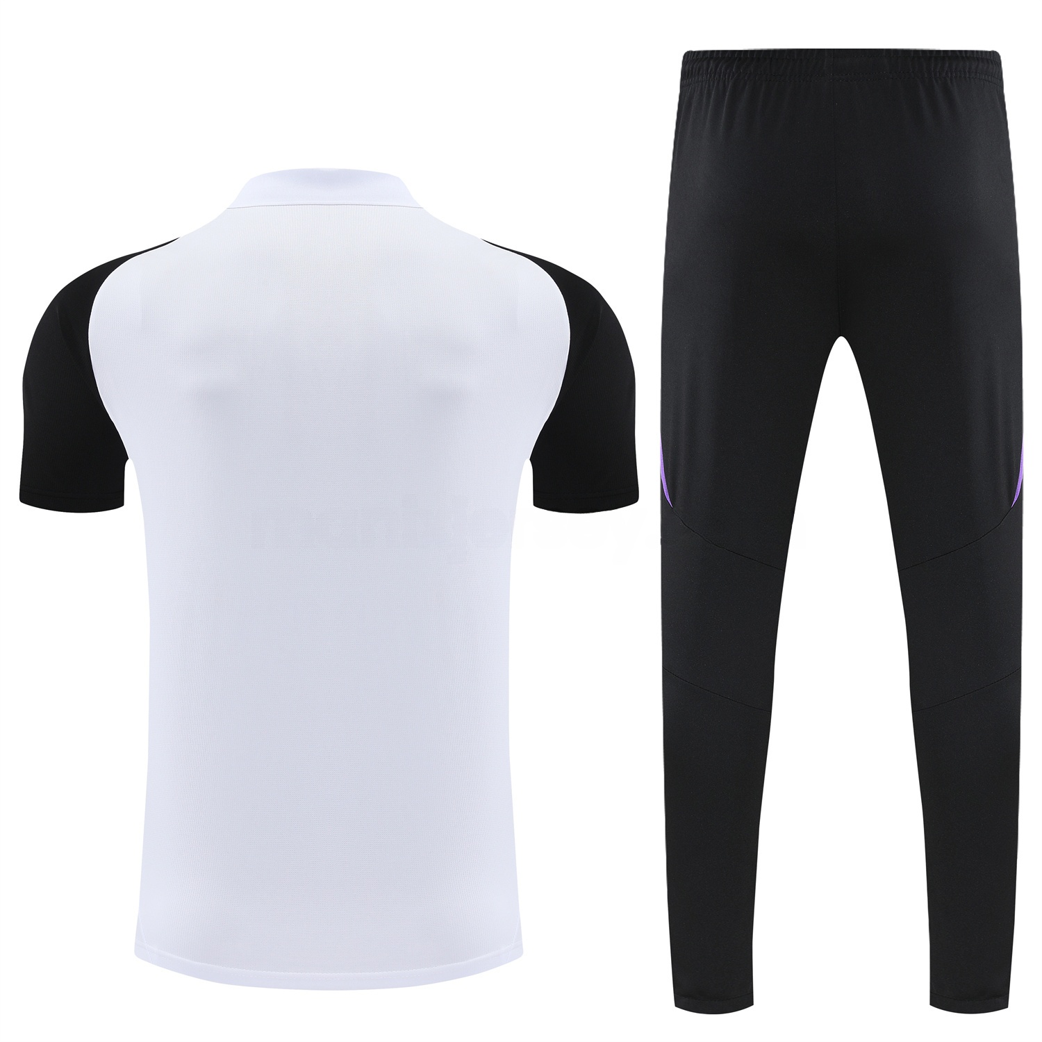 Germany 25-26 POLO Short-Sleeve Training Set - White Top Black Pants - Unitedfutballjersey