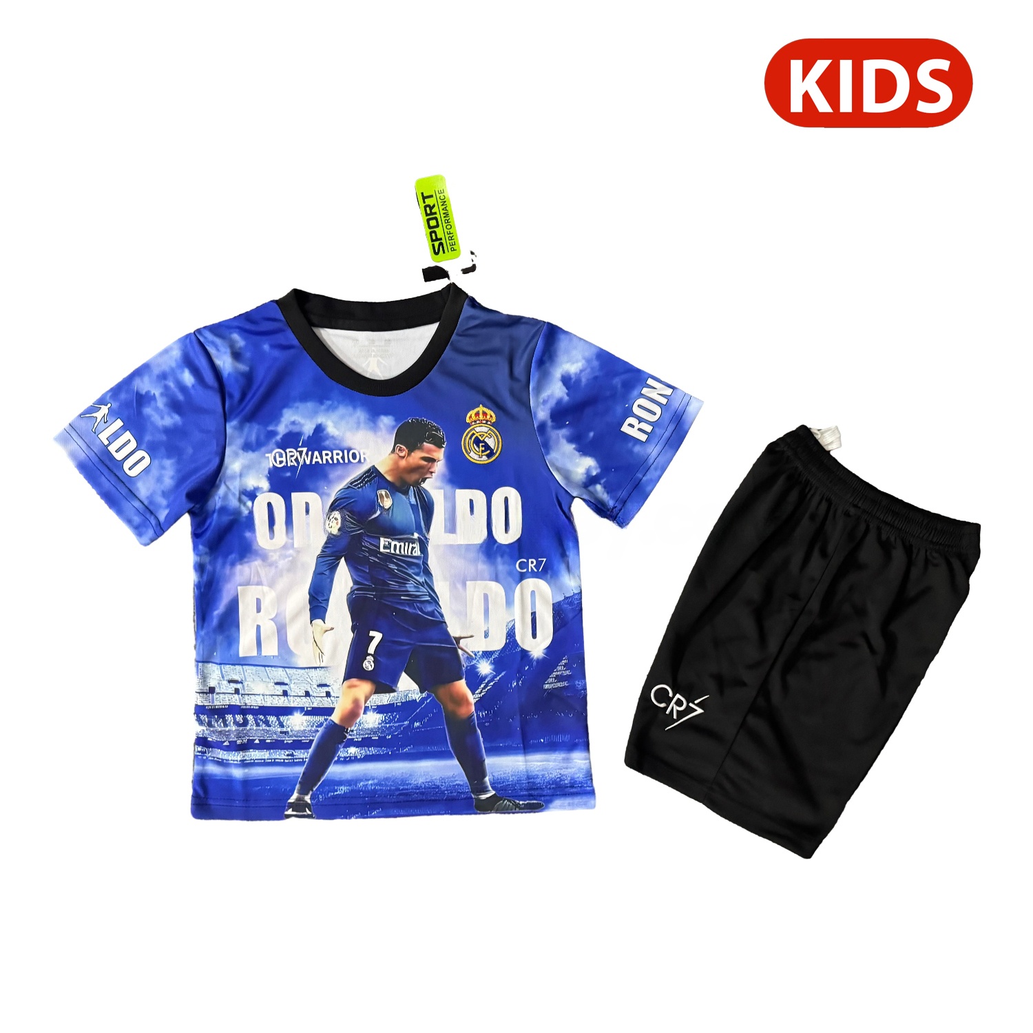 Cristiano Ronaldo Real Madrid 2017-18 Away Career Commemorative Kids Kit - Unitedfutballjersey