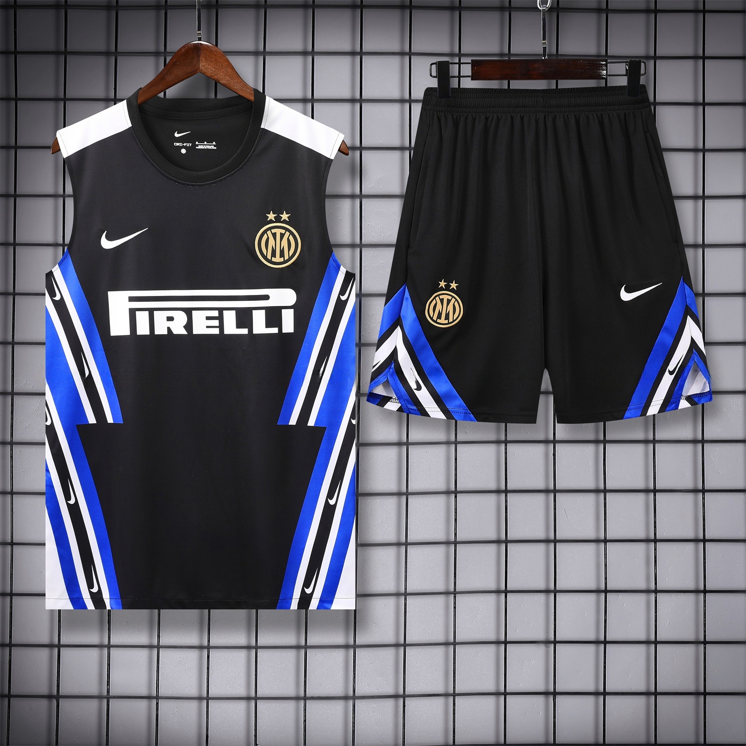 Inter Milan 25-26 Vest Training Set - Black Vest & Black Shorts - Unitedfutballjersey