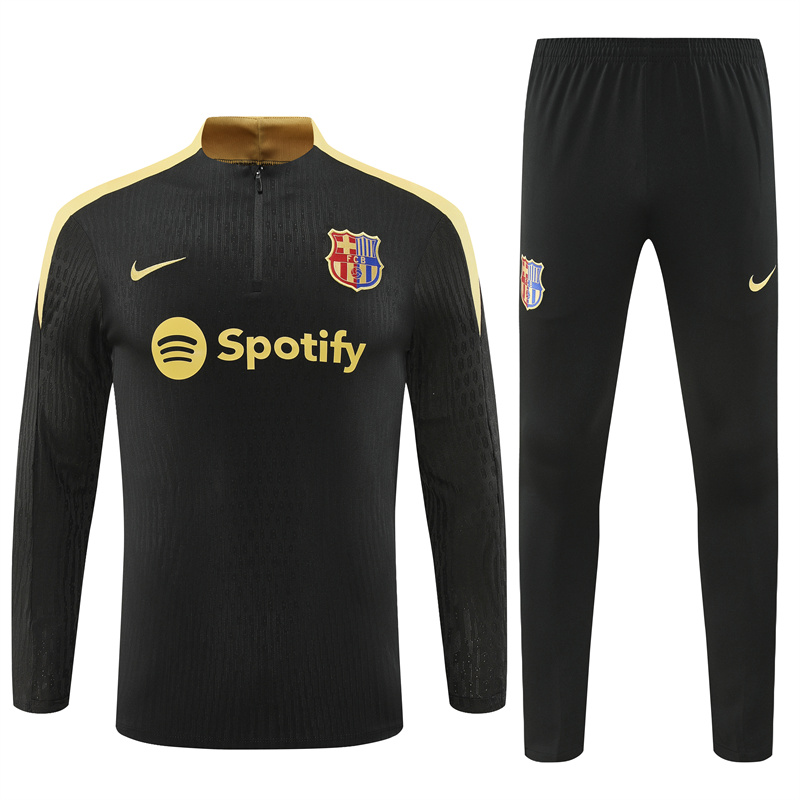 Barcelona 24-25 Long Sleeve Training Set - Player Version - Black Gold - Unitedfutballjersey
