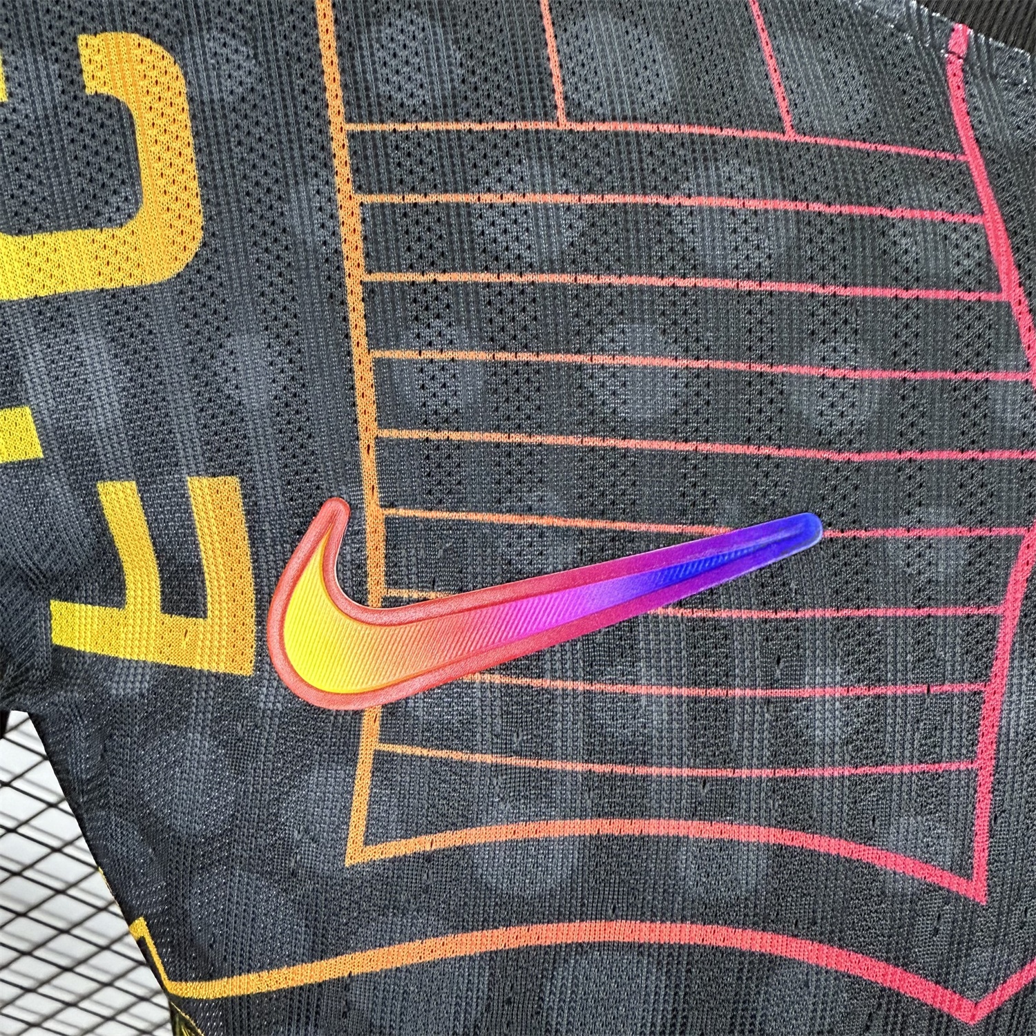 B.A.R.S.A 25-26 Fluorescent Team Logo Lines Black Jersey - Player Version - Unitedfutballjersey