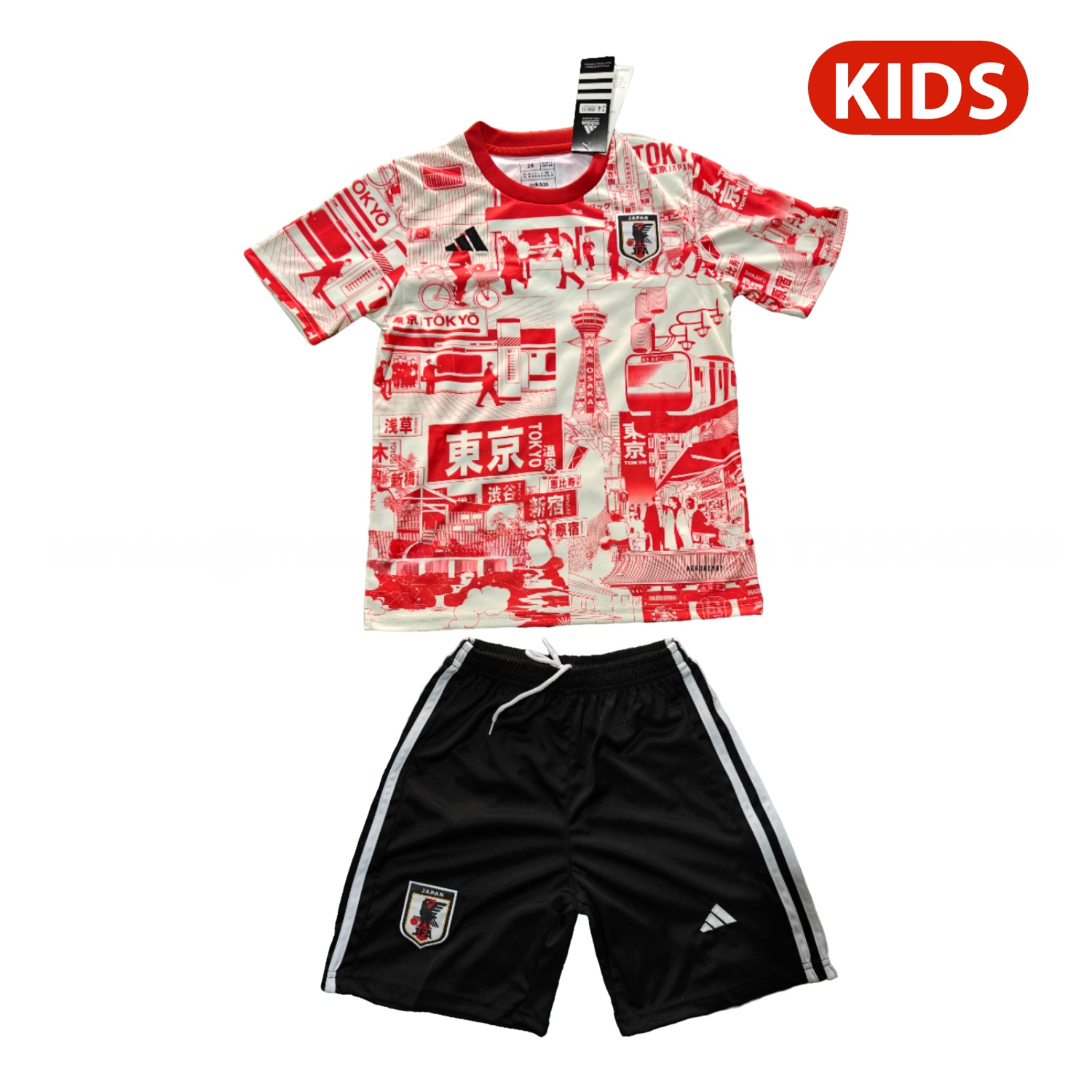 Japan 25-26 Tokyo City Appearance White And Red Special Kids Kit - Unitedfutballjersey