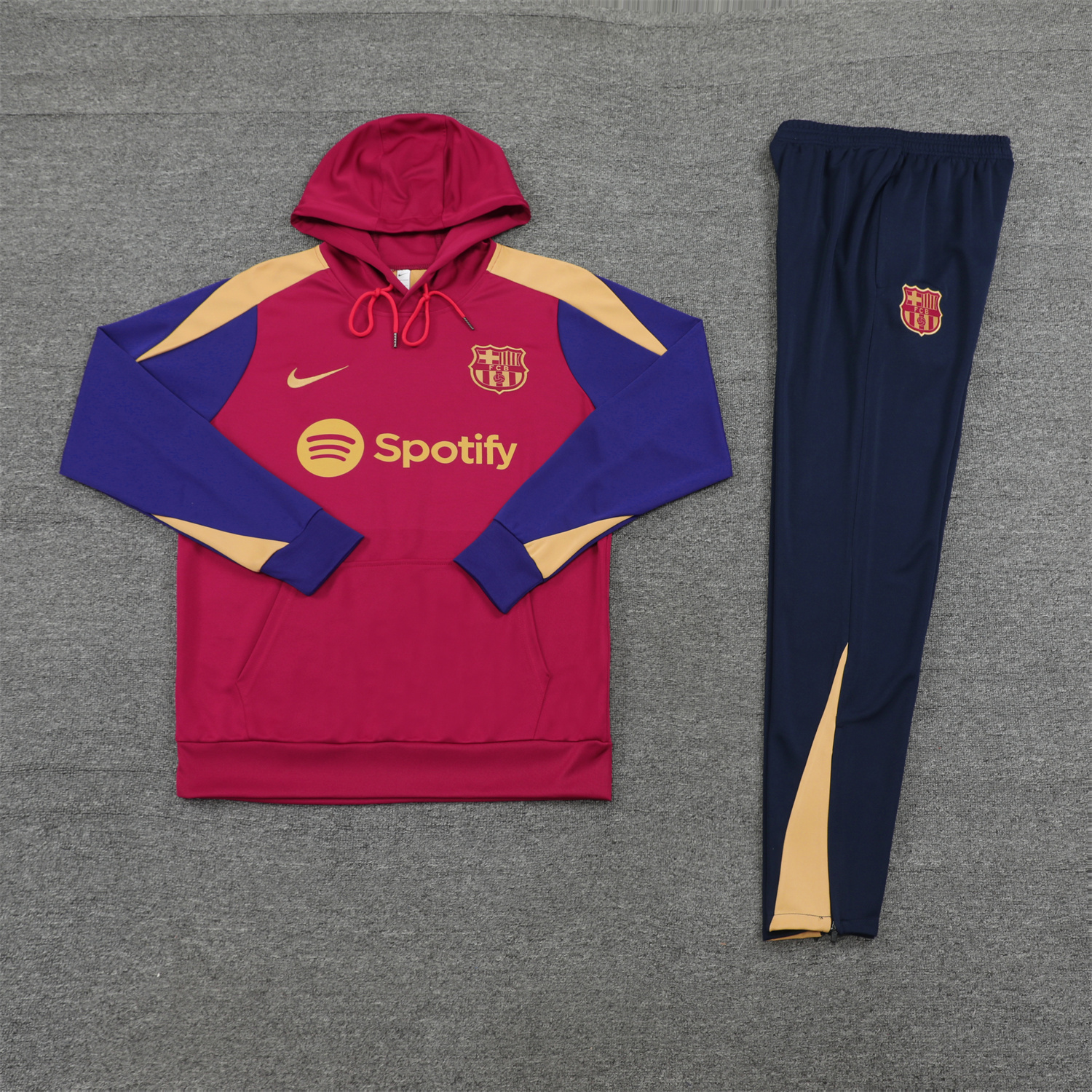 B.A.R.S.A 24-25 Training Hoodie Set - Red Hoodie and Deep Blue Pants - Unitedfutballjersey