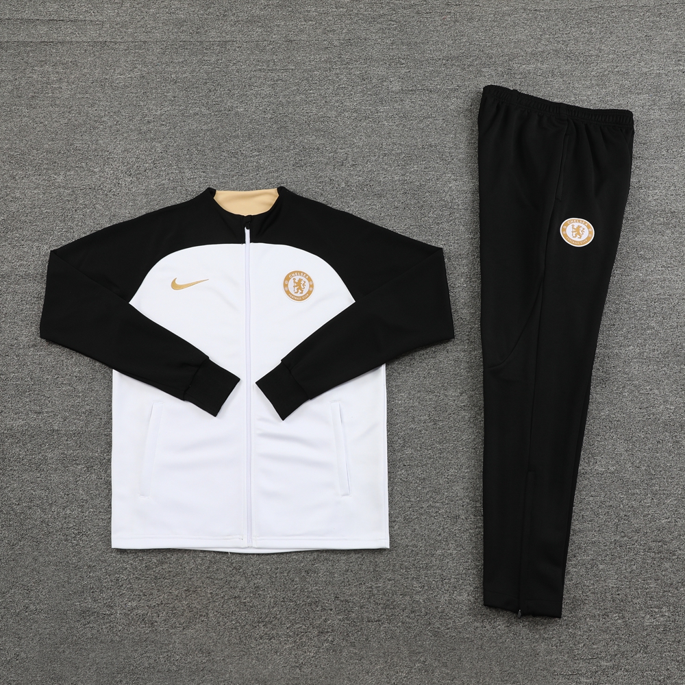 Che 23-24 Jacket Training Tracksuit - Black and White - Unitedfutballjersey