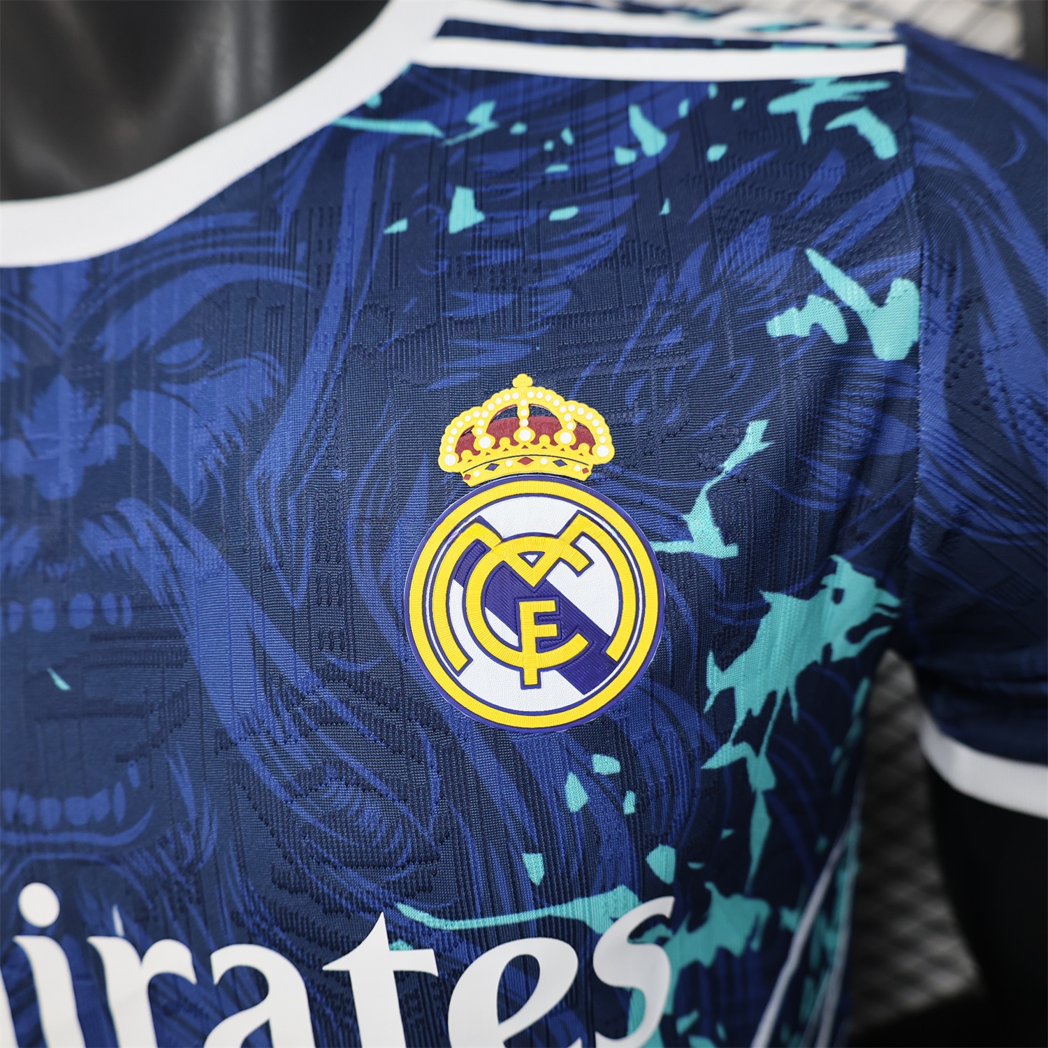 Real Madrid 25-26 Blue Jersey with White Viking Roar Comics - Player Version - Unitedfutballjersey