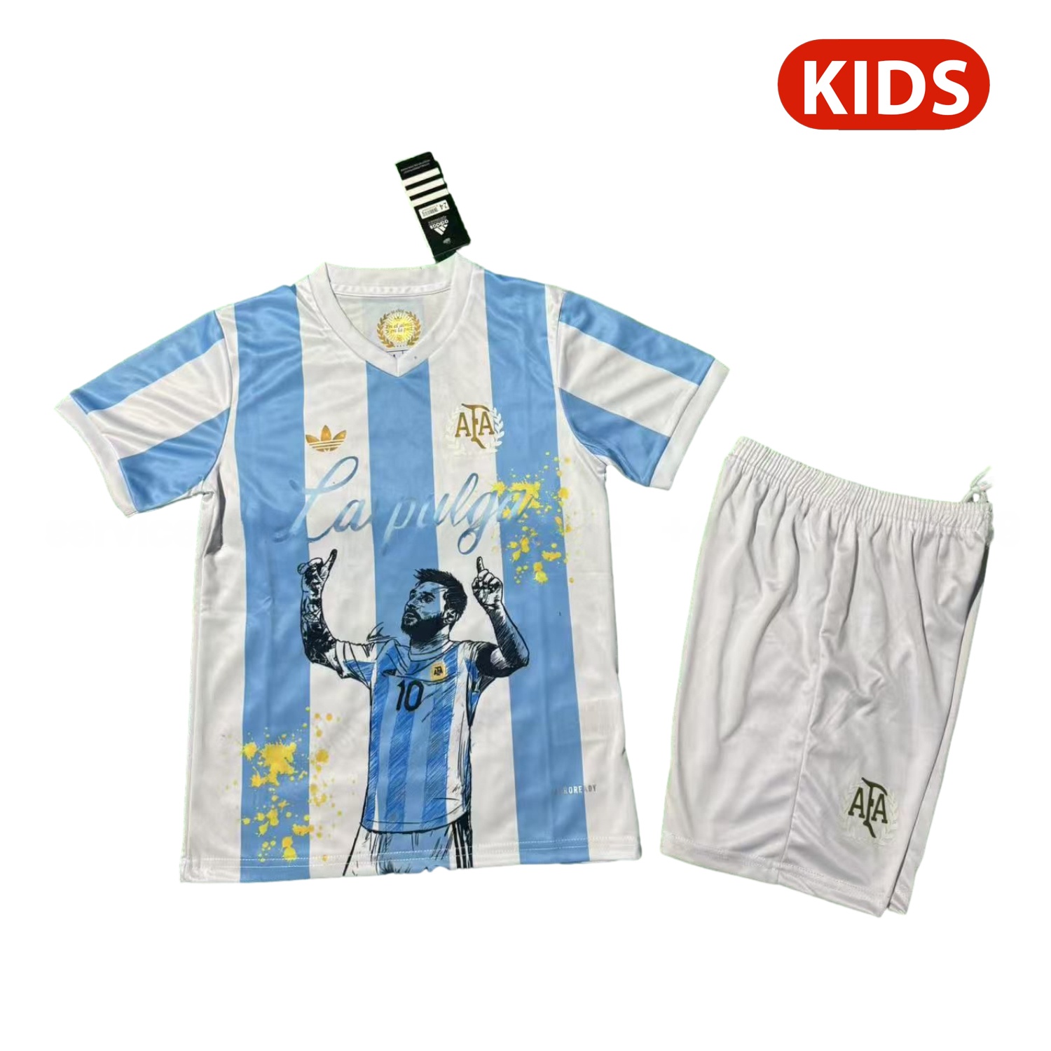 Argentina 25-26 50th Anniversary Messi Graffiti Special Kids Kit - Unitedfutballjersey