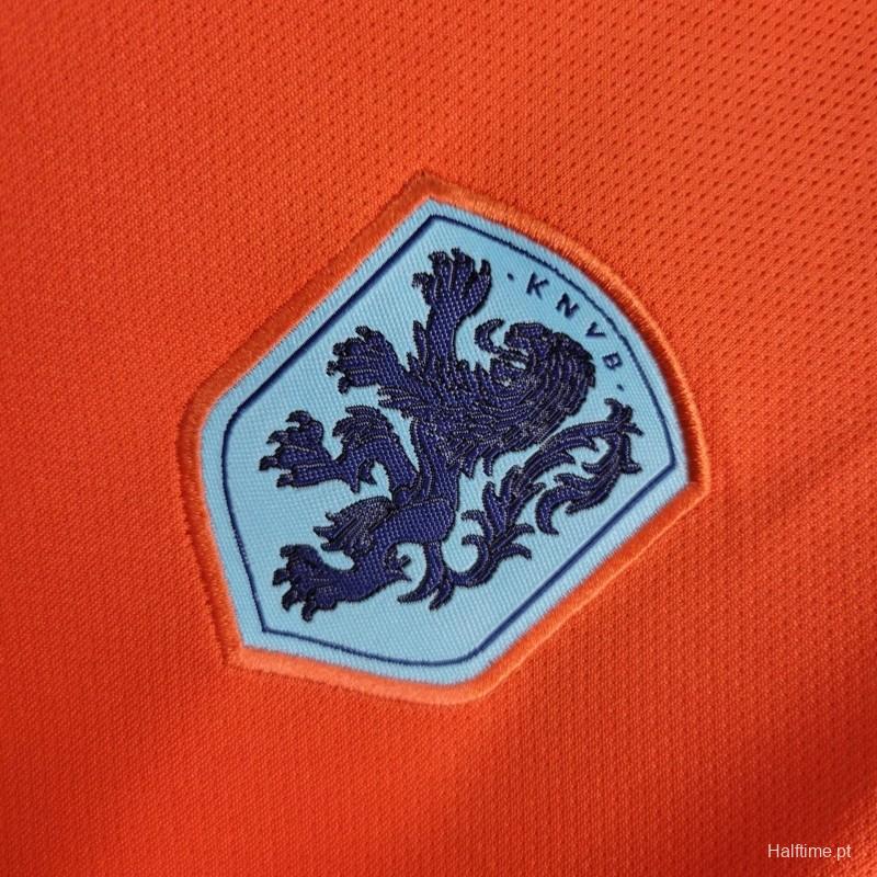 Netherlands 2024 Home Stadium Kids Kit - Unitedfutballjersey