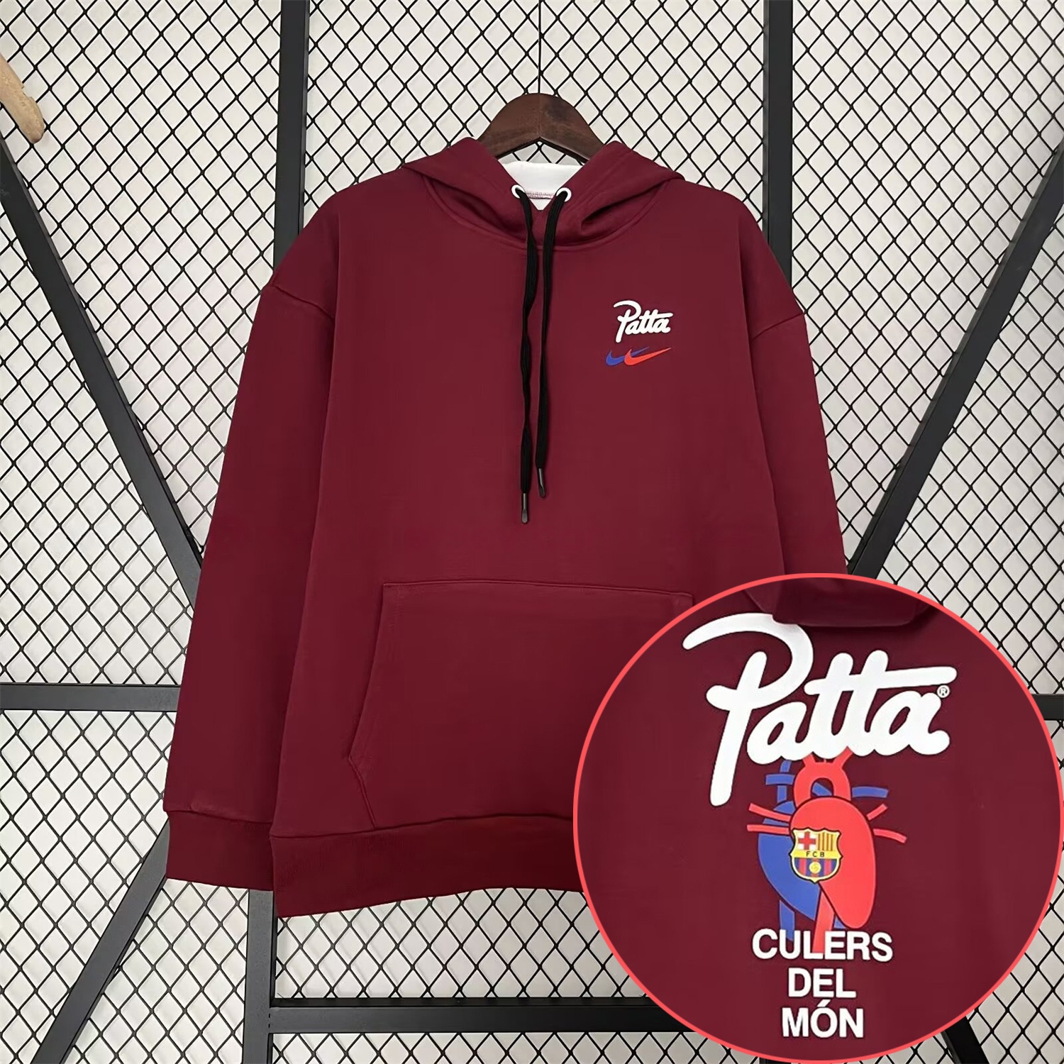 Barcelona x Patta 25-26 Red Unisex Pullover Hoodie - Unitedfutballjersey