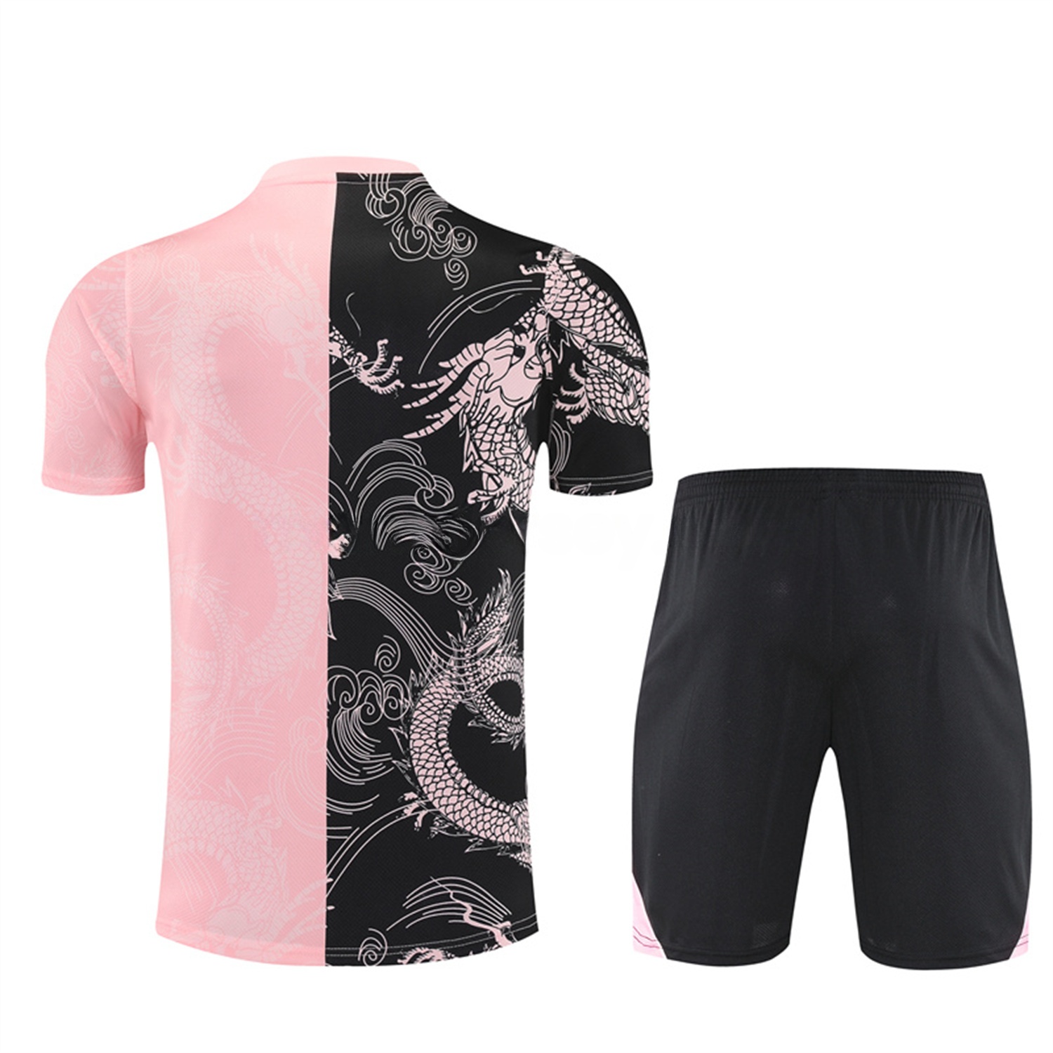 Real Madrid 25-26 Kid Short-Sleeve Training Set - Pink Black Top & Black Shorts - Unitedfutballjersey