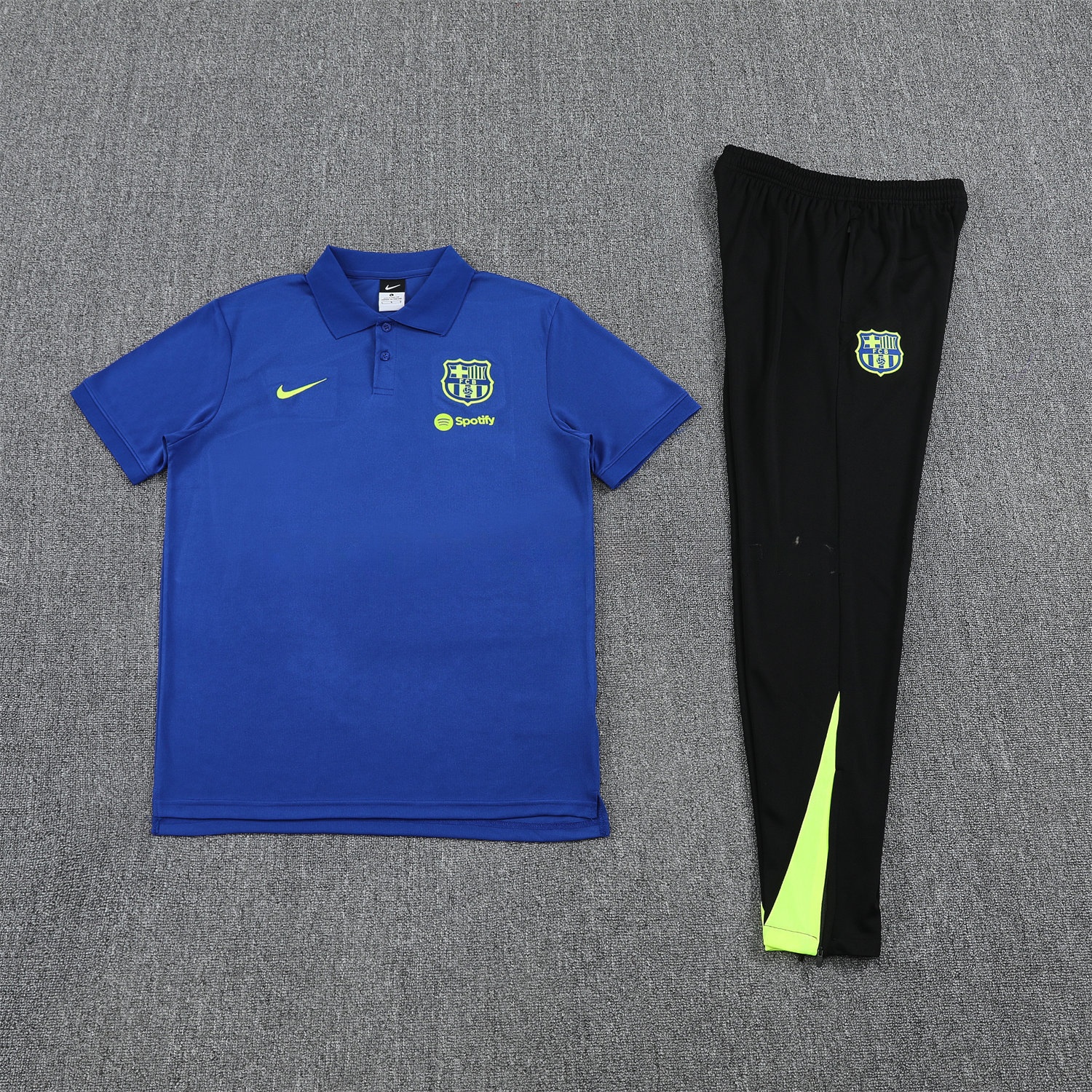 B.A.R.S.A 25-26 POLO Short-Sleeve Training Set - Blue Top and Black Pants - Unitedfutballjersey