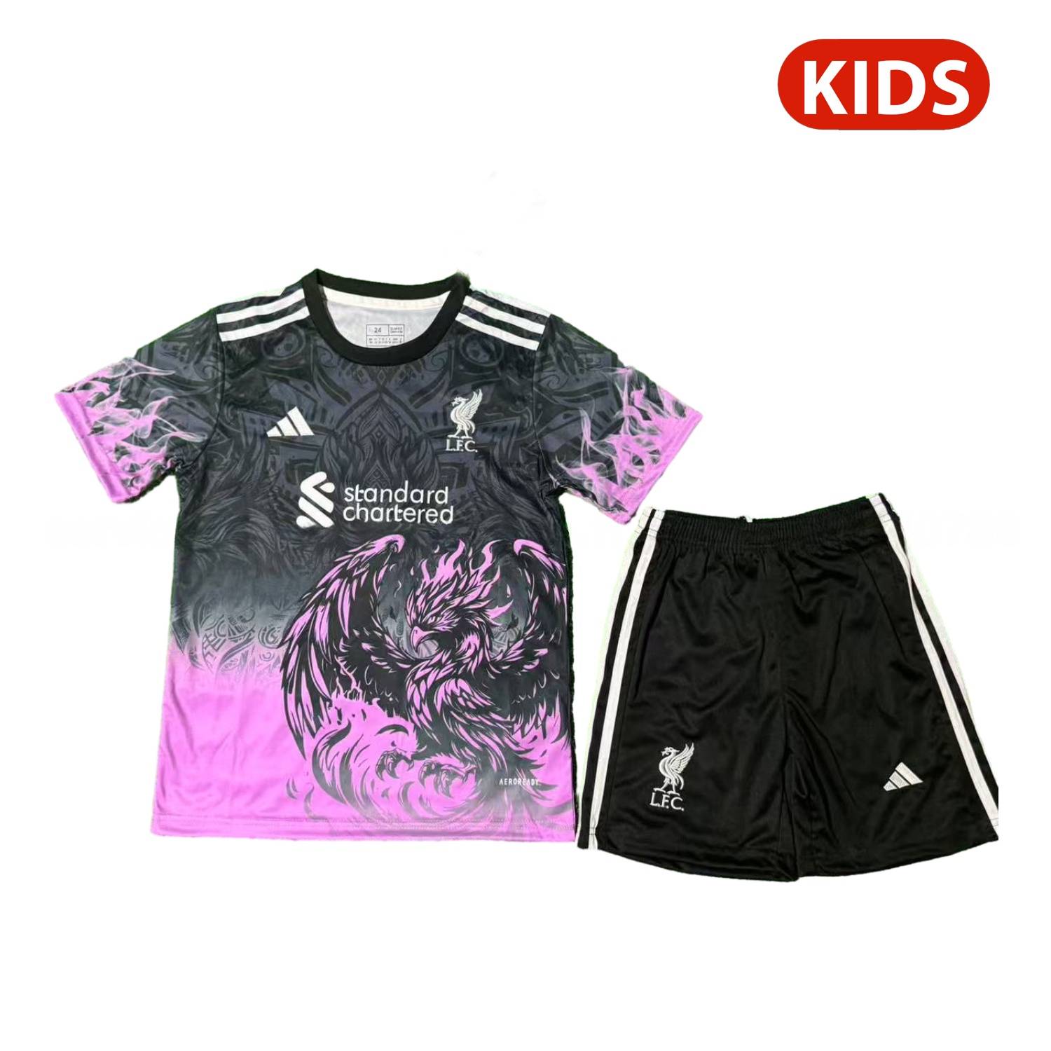 Liver.pool 25-26 Purple Liver.pool Bird Black Special Kids Kit - Unitedfutballjersey