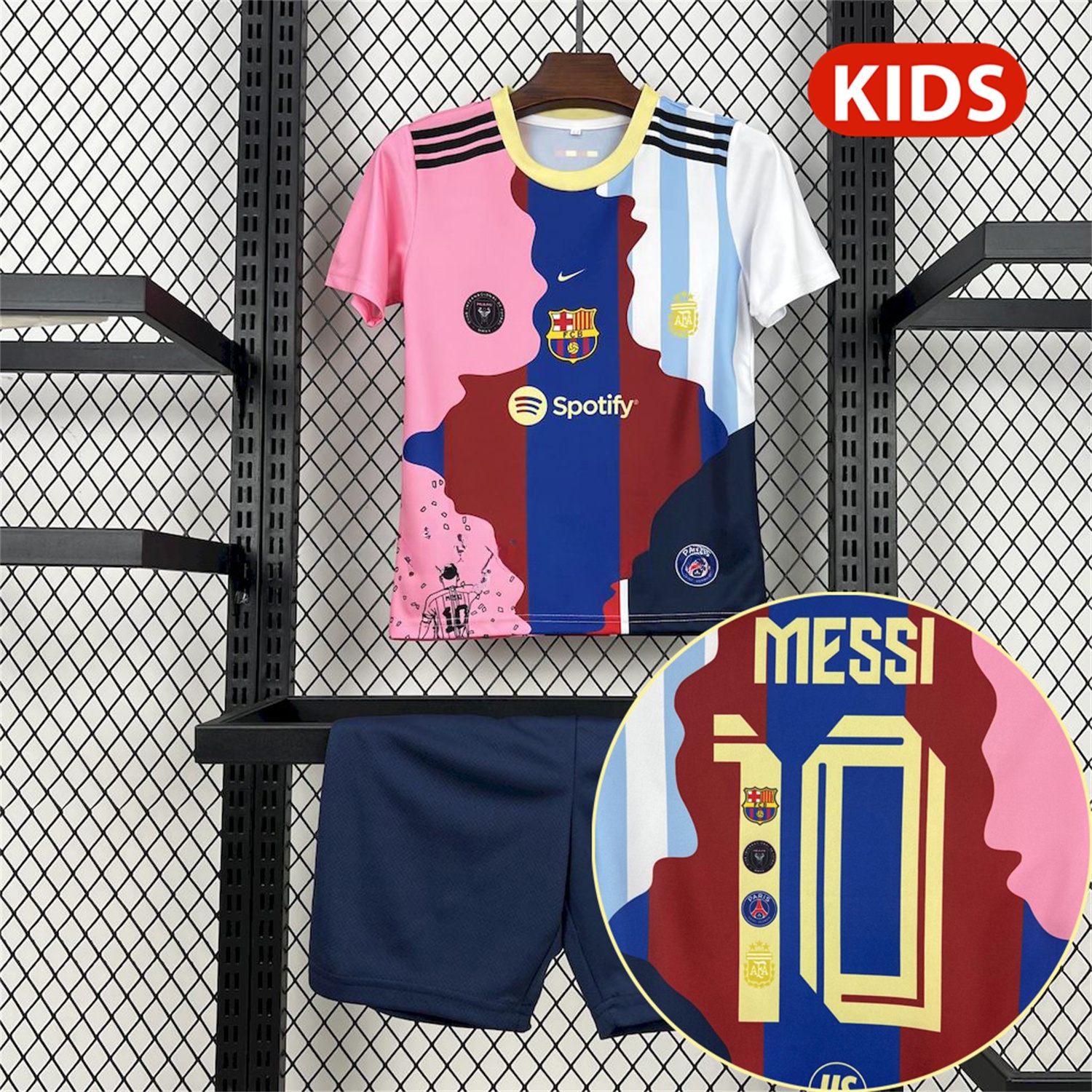Messi Career Commemorative Kids Kit with Messi #10 - B.A.R.S.A Argentina Paris Saint-Germain PSG INT M.A.M - Unitedfutballjersey