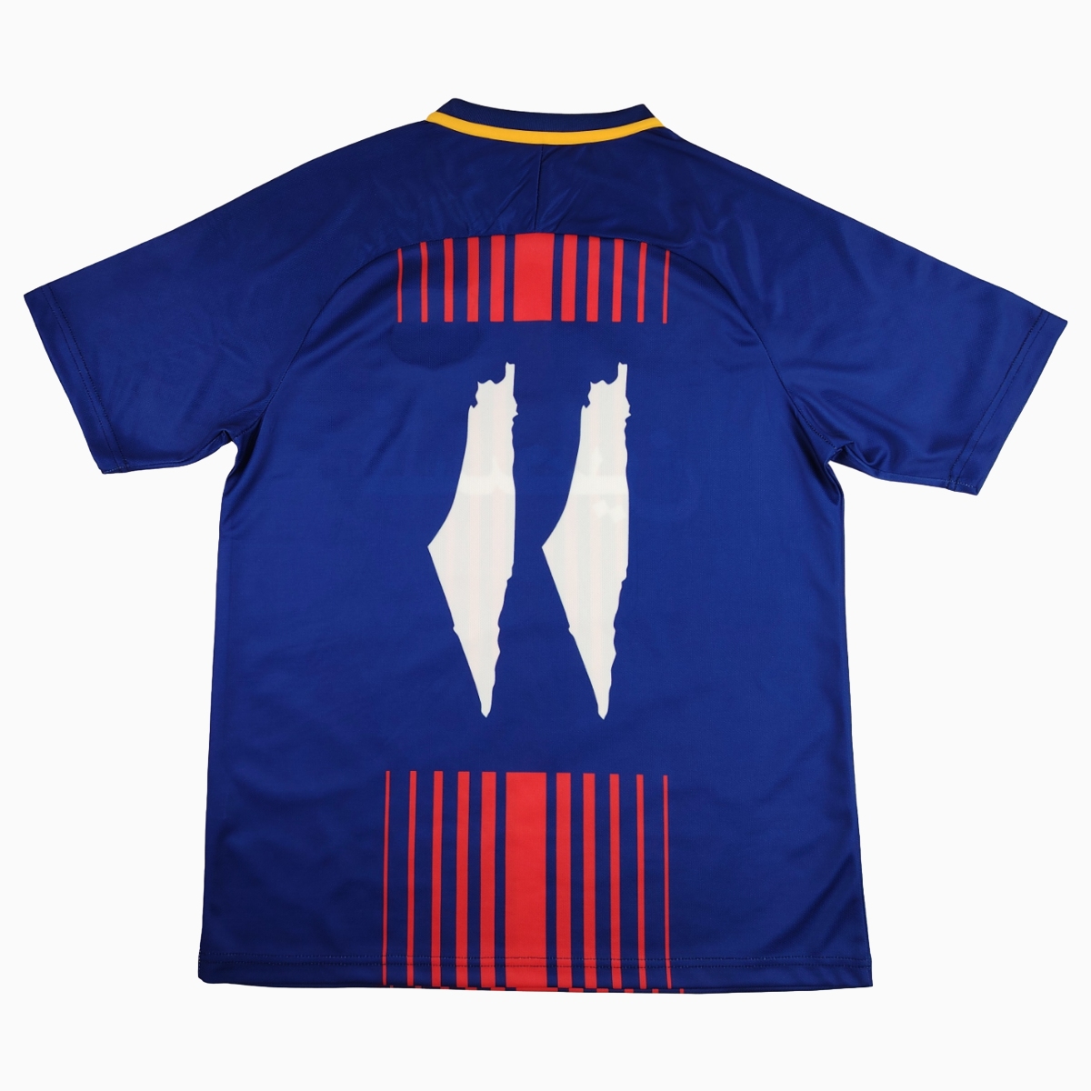 FC Palestina 24-25 Blue and Red Striped Jersey with Arabic and Pattern - Unitedfutballjersey