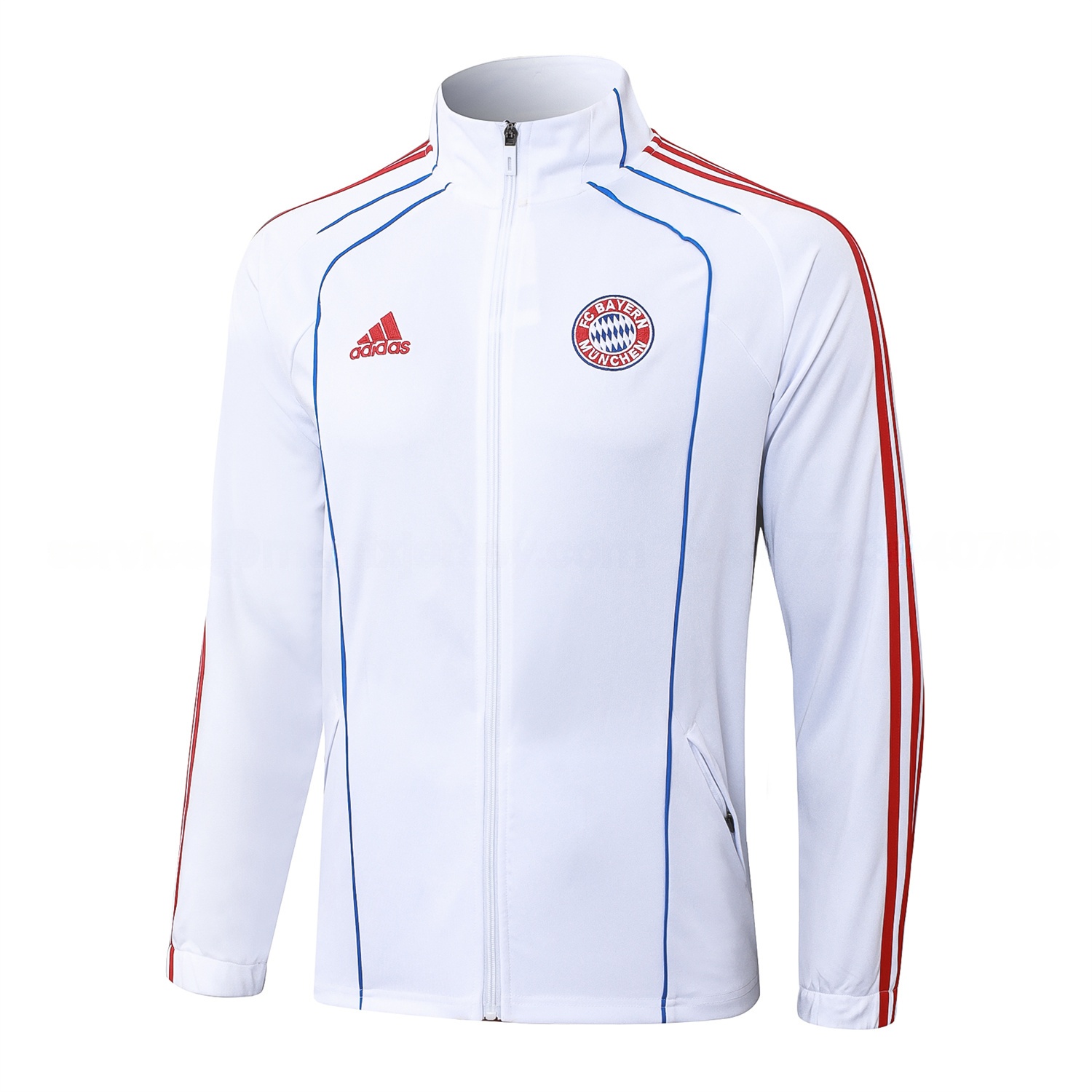 Bayern Munich 25-26 Jacket Training Tracksuit - White Throwback Jackets & Grey Pants - Unitedfutballjersey