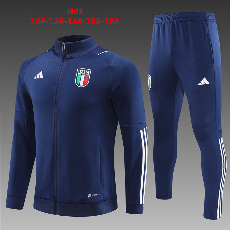 Italy 23-24 Kids Jacket Training Tracksuit -Royal Blue - Unitedfutballjersey