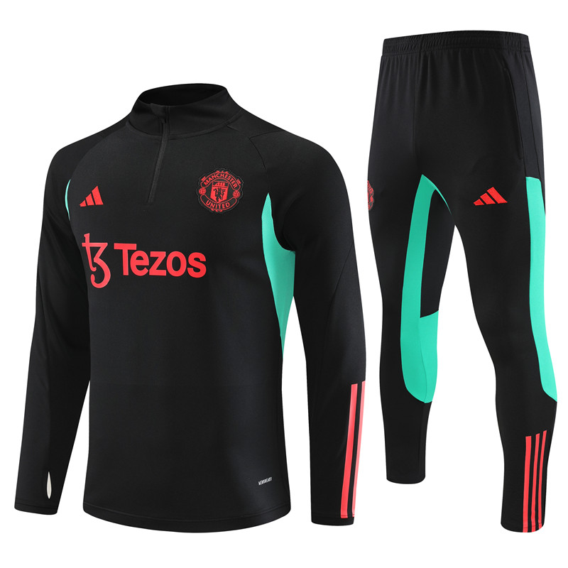 Manchester United 23-24 Kids Long Sleeve Training Set Black - Unitedfutballjersey