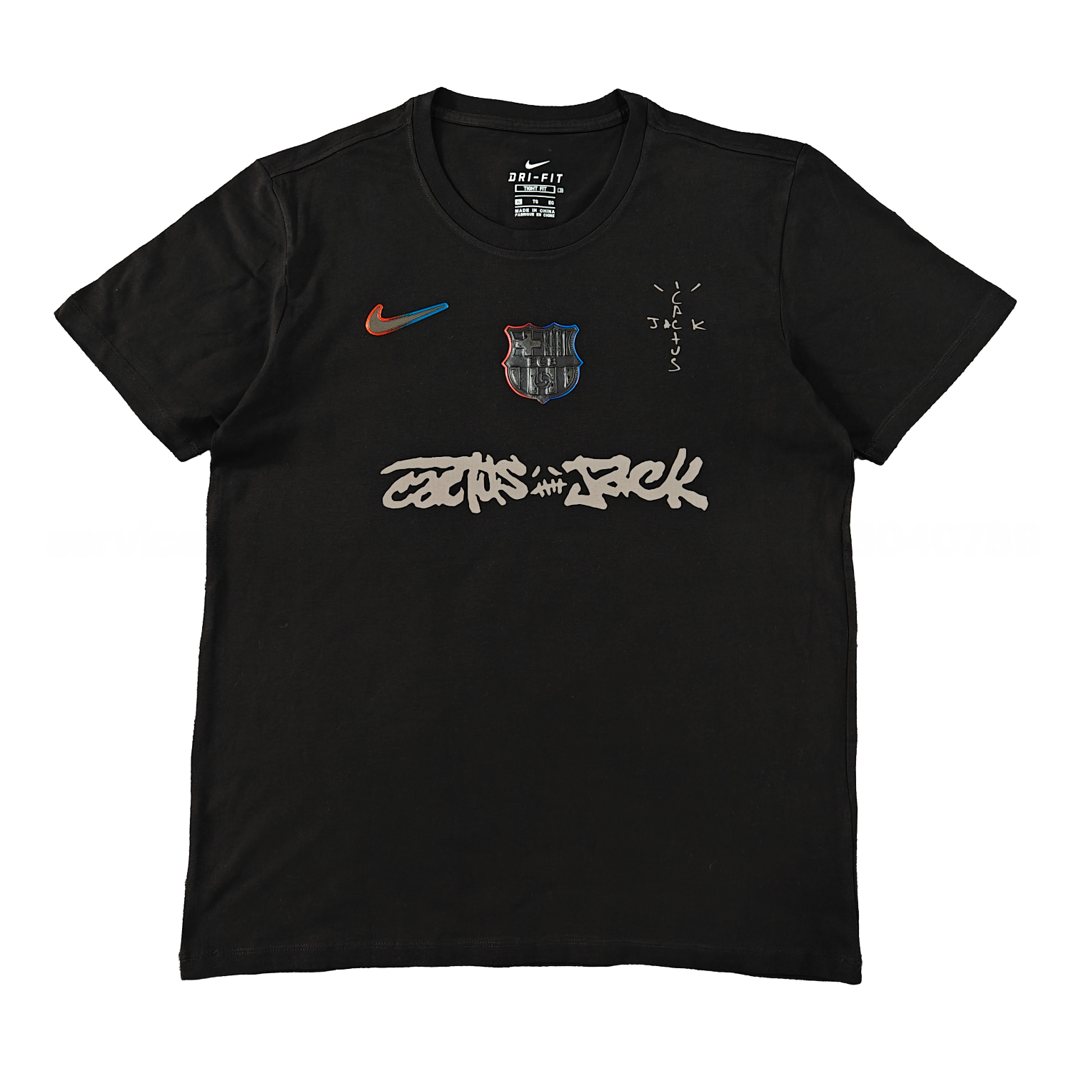 Barcelona x Travis Scott 25-26 Black T-shirt with Grey ICON - Unitedfutballjersey