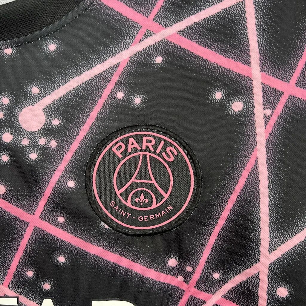 Paris Saint-Germain PSG 25-26 Pink Lines Black Pre-Match Training Jersey - Fans Version - Unitedfutballjersey