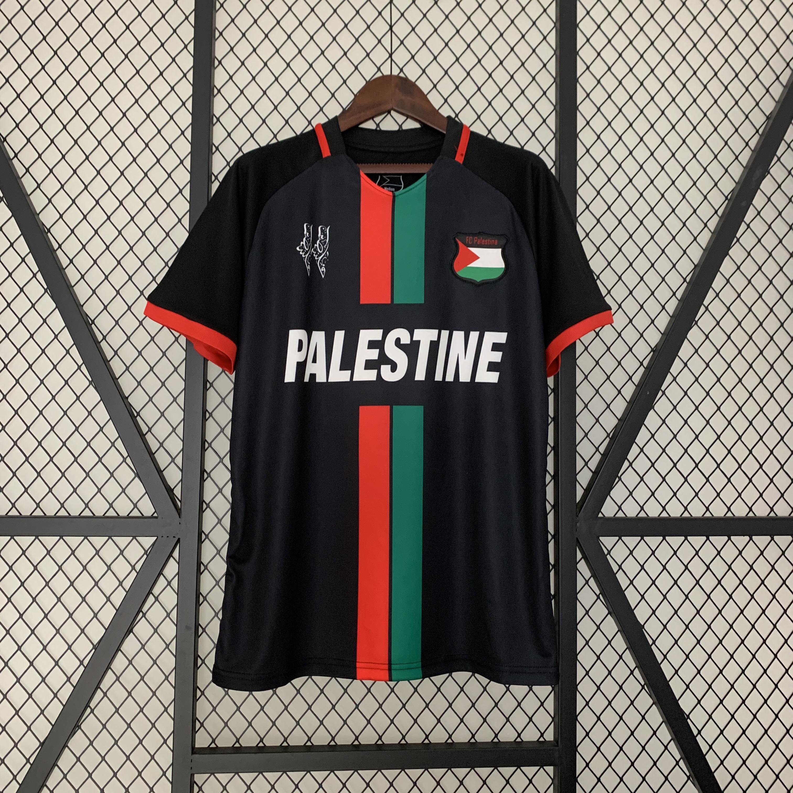 FC Palestina 23-24 Black Centre Striped Jersey - Fans Version - Unitedfutballjersey