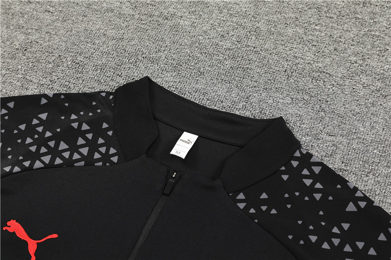 AC Milan 23-24 Long Sleeve Training Set -Black and Red - Unitedfutballjersey