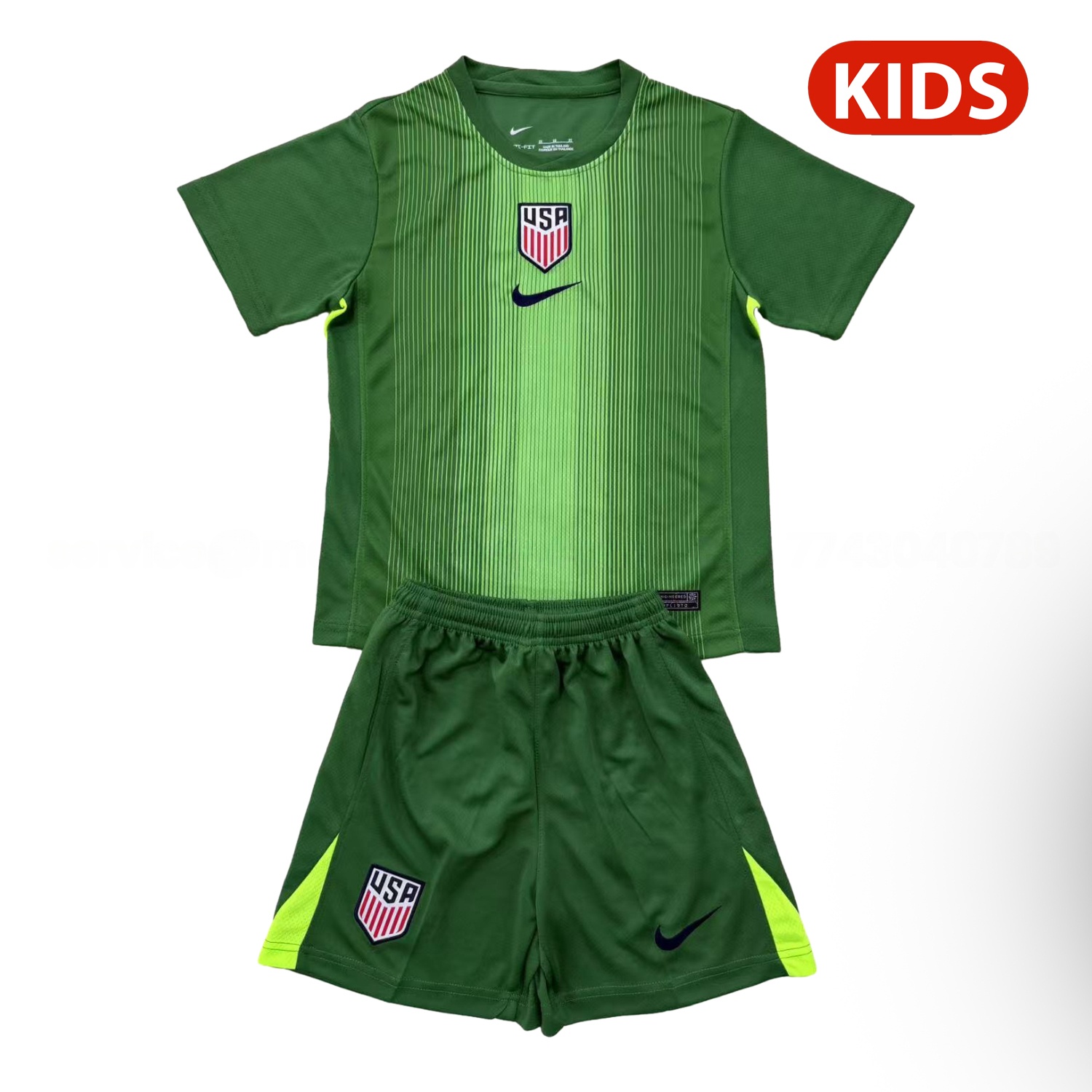 United States USA 25-26 Green Goalkeeper Kids Kit - Unitedfutballjersey