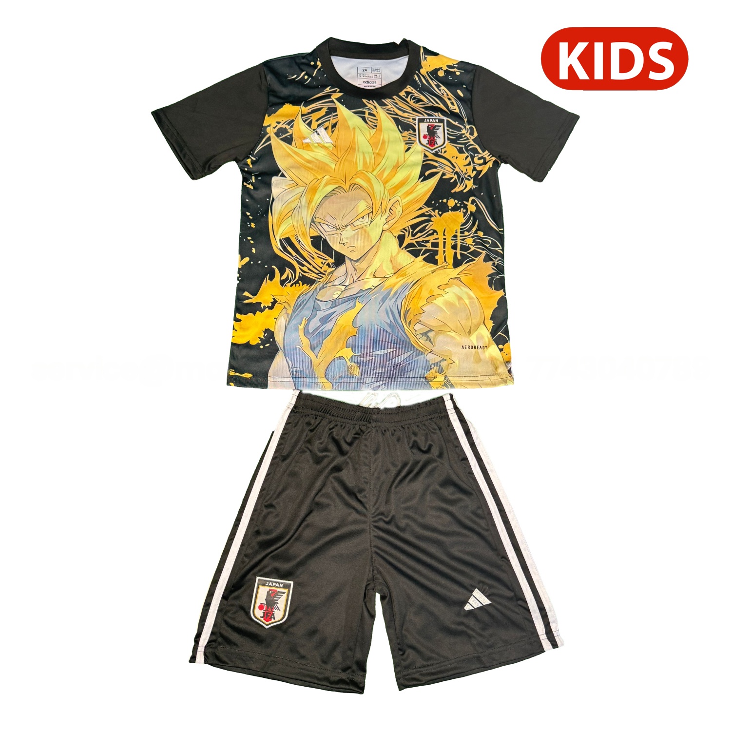 Japan 25-26 Golden Super Saiyan Black Special Kids Kit - Unitedfutballjersey