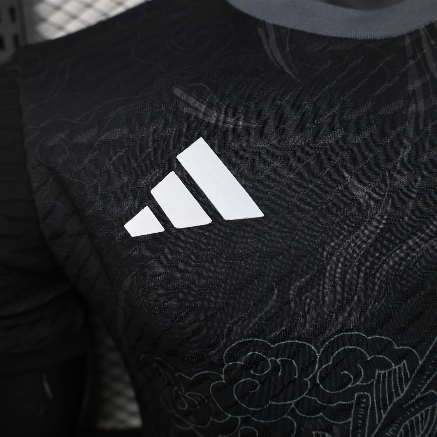 Real Madrid 25-26 Grey Chinese Loong and Auspicious Clouds Line Drawing Black Jersey - Player Version - Unitedfutballjersey