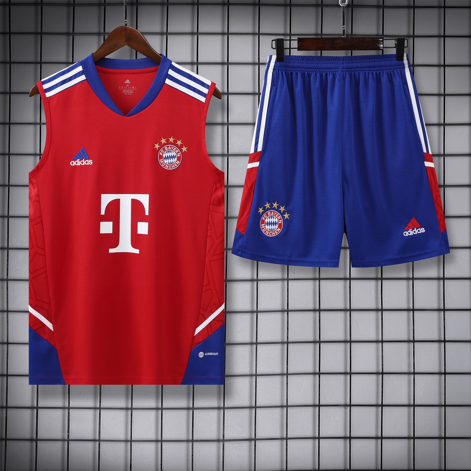Bayern Munich 23-24 Red BlueTraining Vest Suit - Unitedfutballjersey