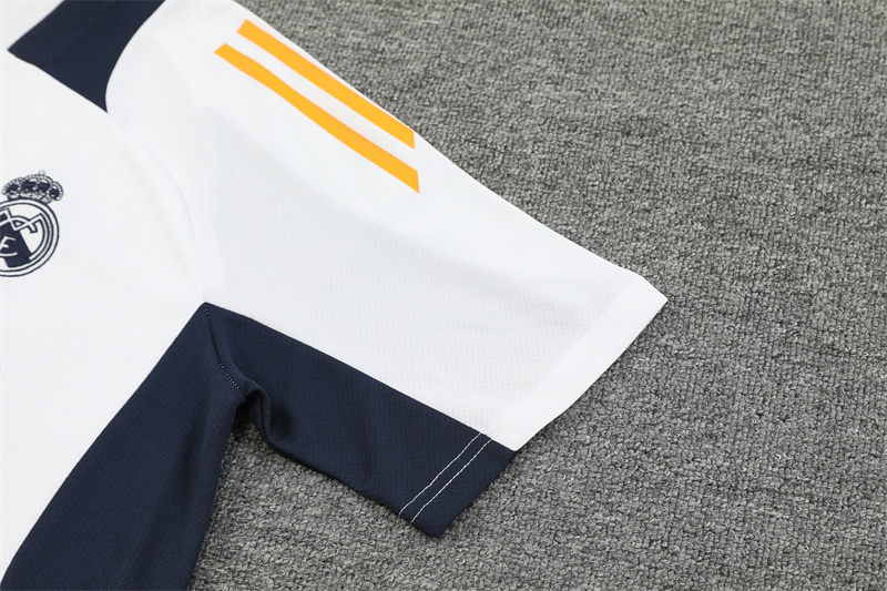 Real Madrid 24-25 Short-Sleeve Training Kids Kit - White & Deep Blue - Unitedfutballjersey