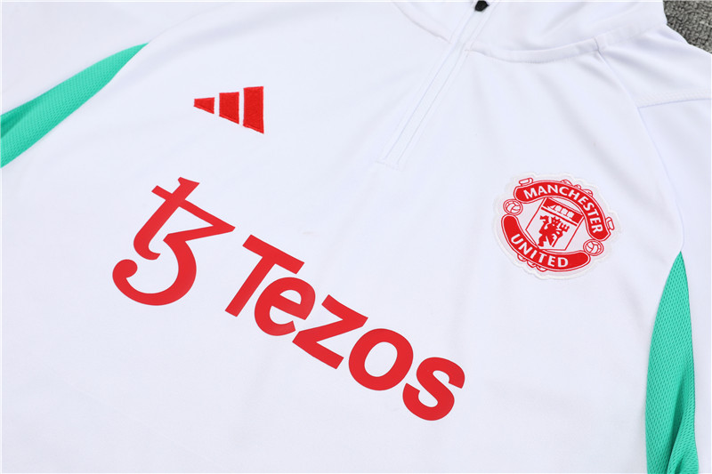 Manchester United 23-24 Kids Long Sleeve Training Set White - Unitedfutballjersey