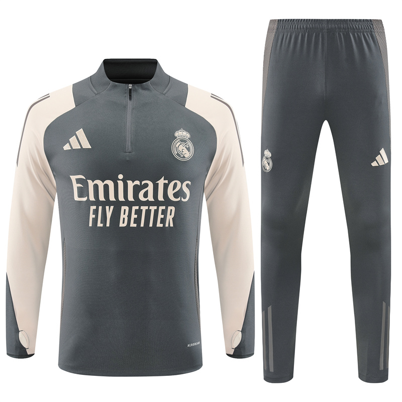 Real Madrid 24-25 Long Sleeve Training Set - Deep Grey - Unitedfutballjersey