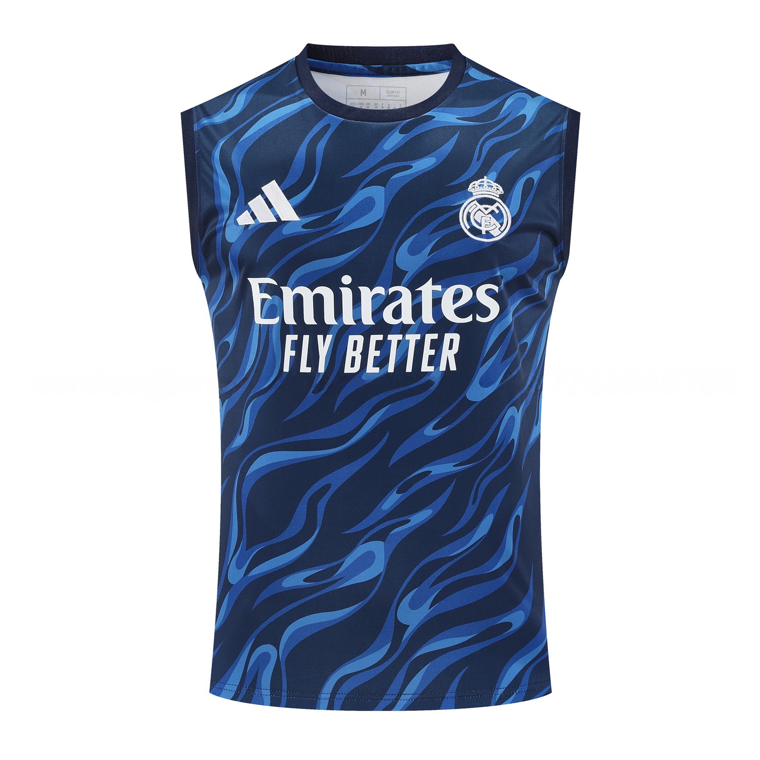 Real Madrid 25-26 Vest Training Set - Blue Water Pattern Top & Deep Blue Shorts - Unitedfutballjersey