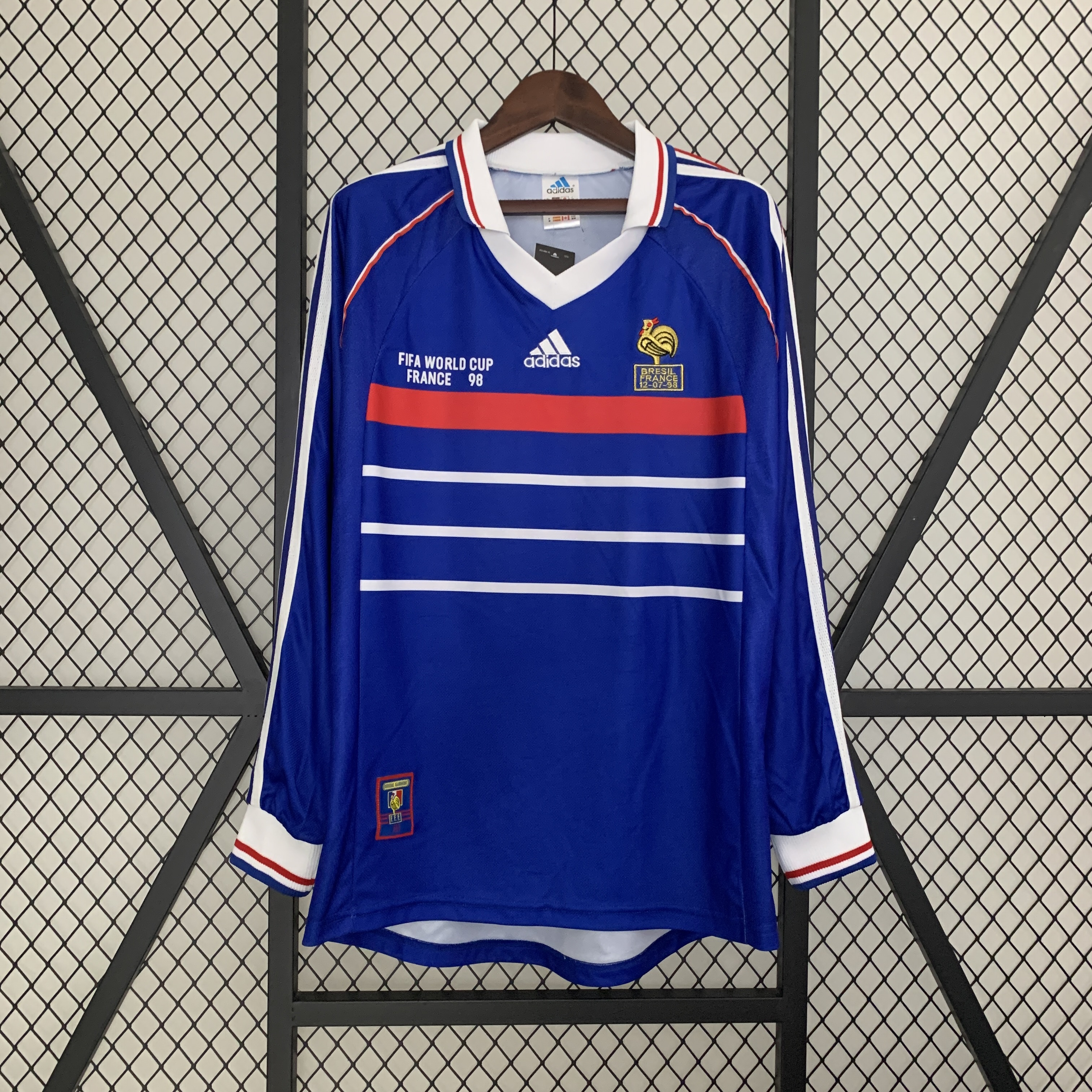 Retro France 1998 Home Stadium Long Sleeve Jersey - Unitedfutballjersey