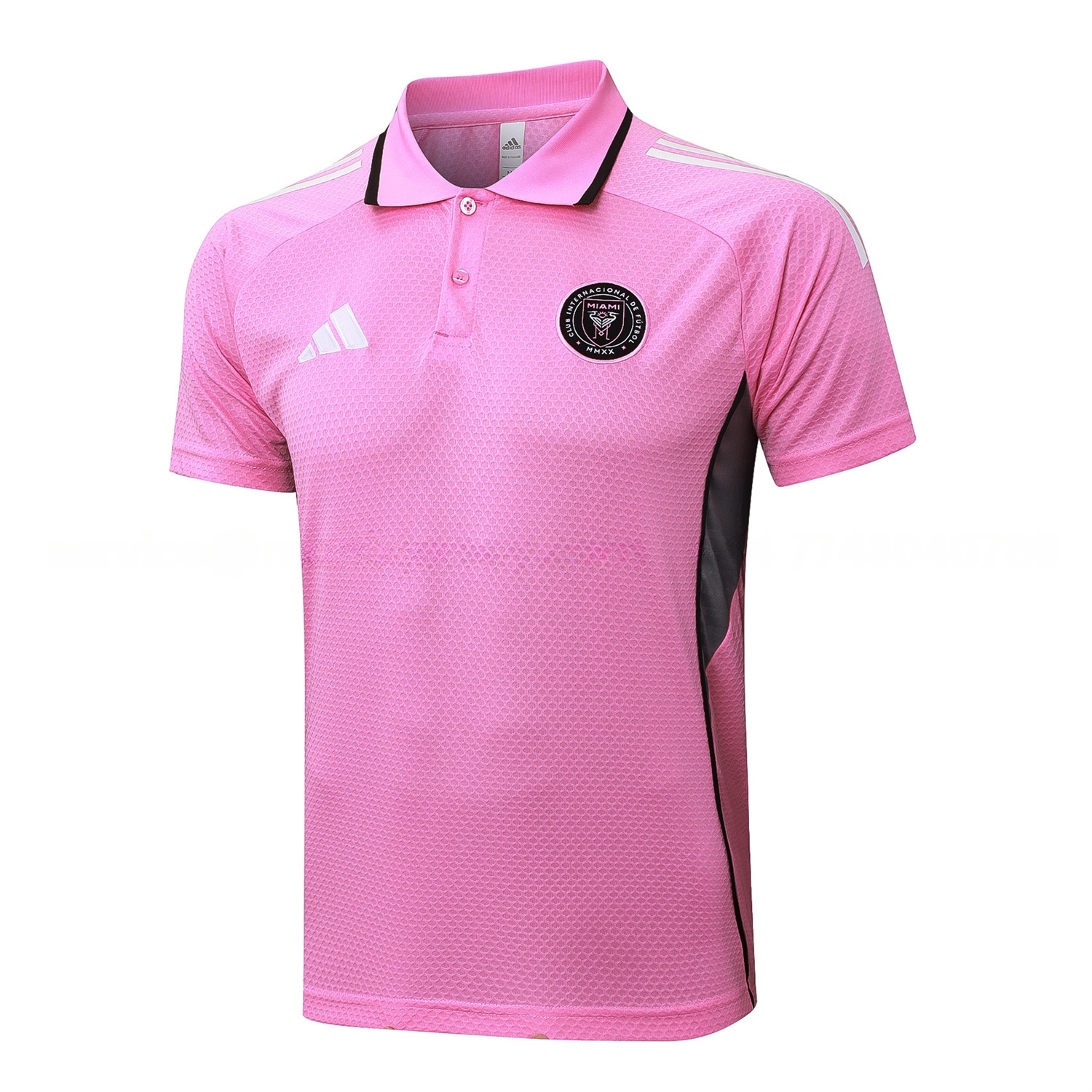 INT M.A.M 25-26 POLO Short-Sleeve Training Set - Pink Top and Black Pants - Unitedfutballjersey