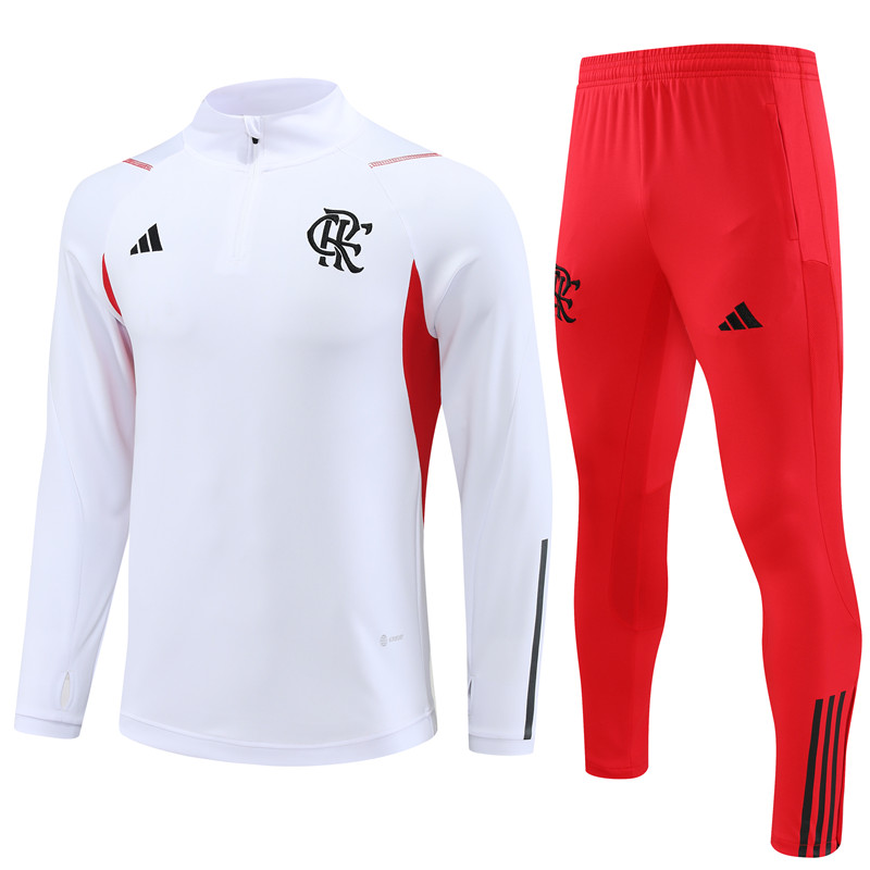 Flamengo 23-24 Long Sleeve Training Set -White - Unitedfutballjersey