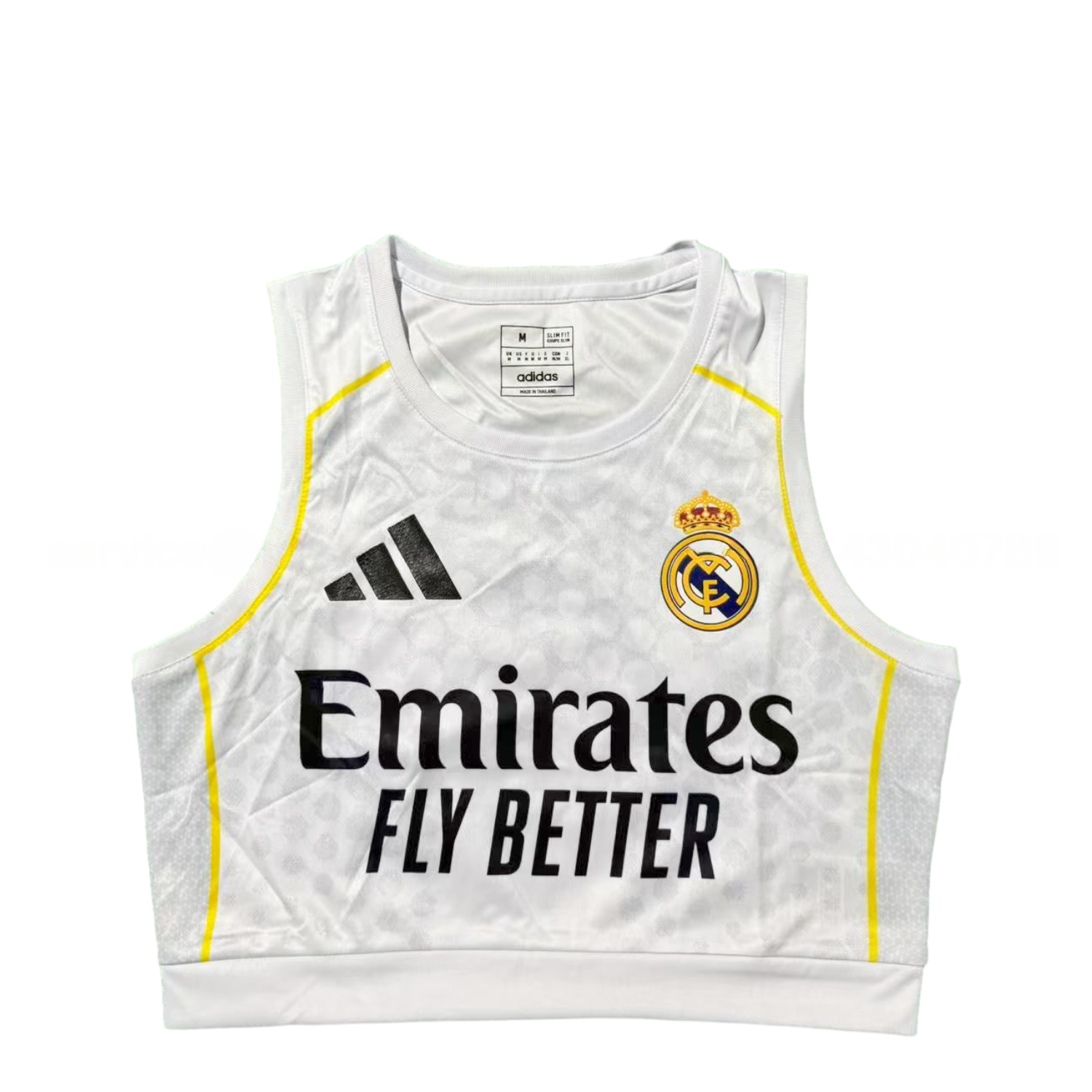 Women's Real Madrid 25-26 Home Gold Line White Yoga Vest - Unitedfutballjersey