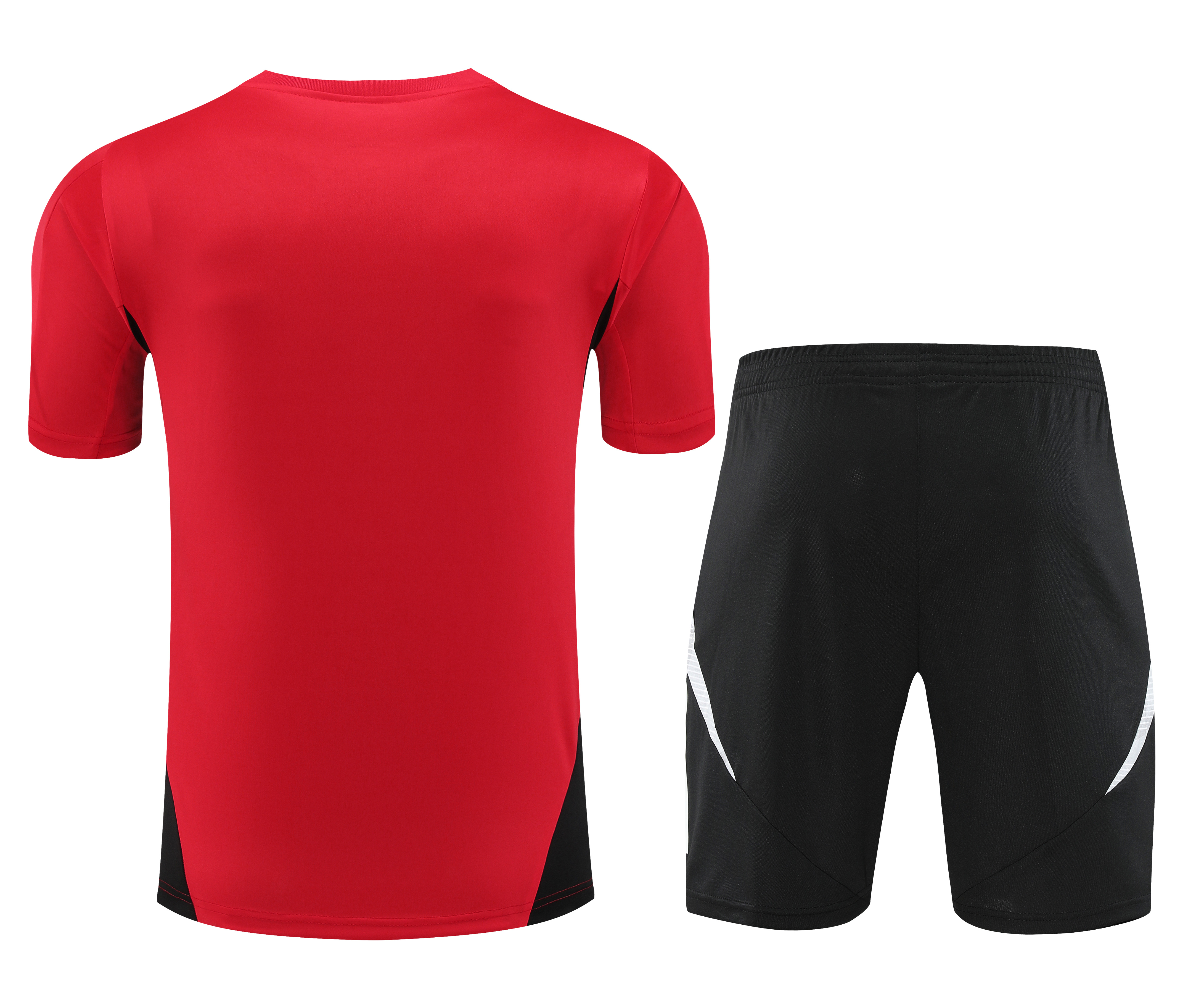Manchester United 24-25 Short-Sleeve Training Kids Kit - Red Top and Black Shorts - Unitedfutballjersey