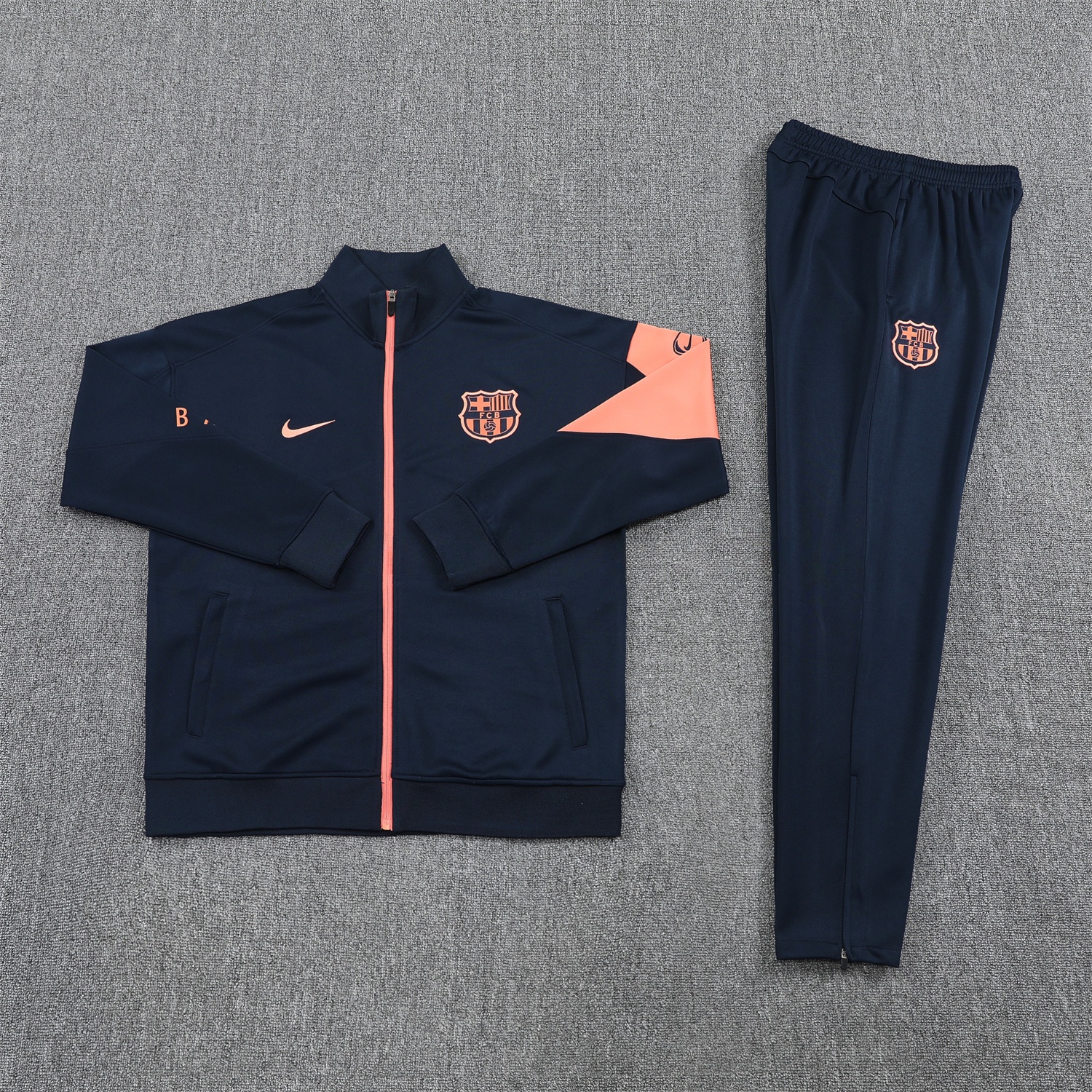 Barcelona 25-26 Jacket Training Tracksuit - Black Orange Jackets & Black Pants - Unitedfutballjersey