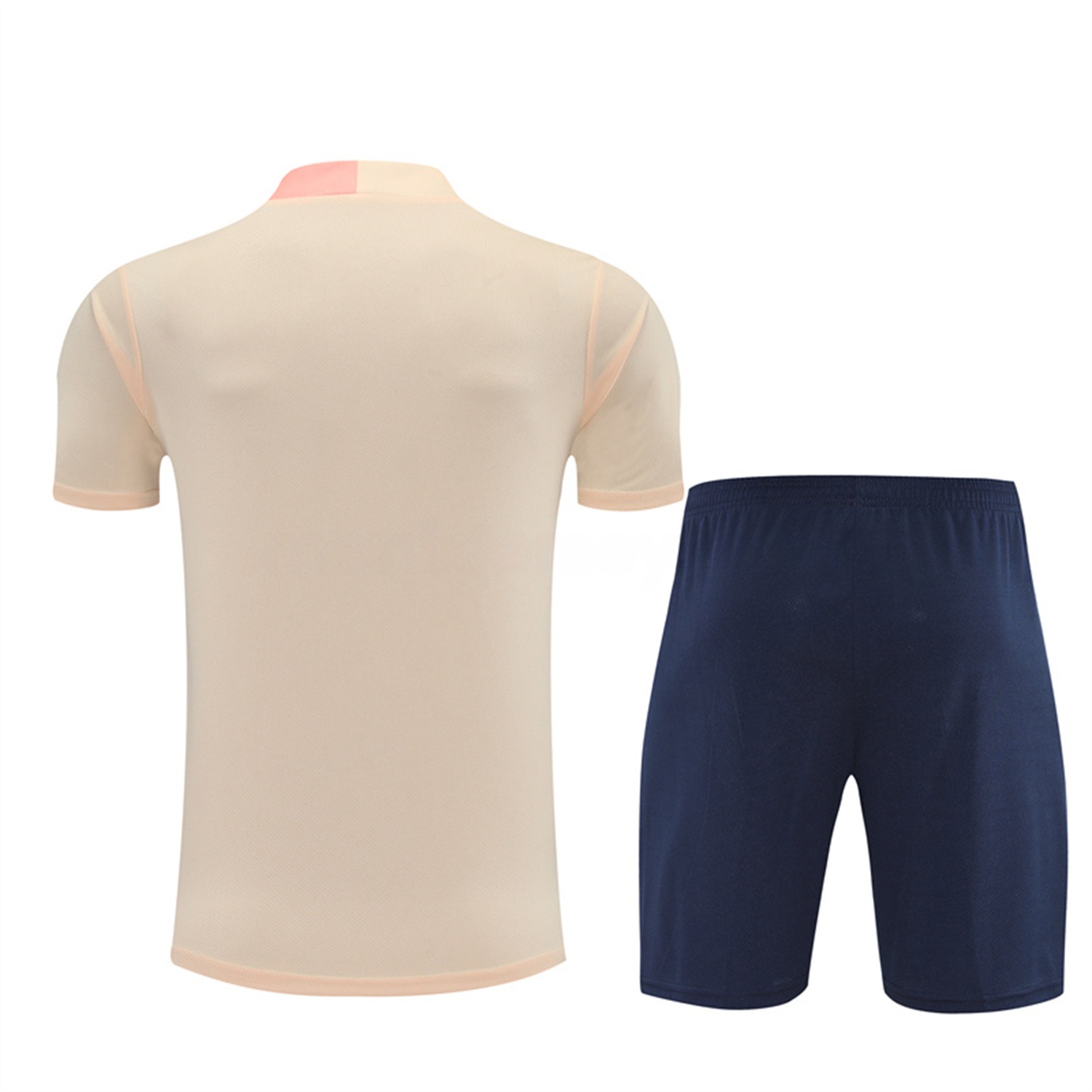 B.A.R.S.A 25-26 Kids Short-Sleeve Training Set - Beige Top & Blue Shorts - Unitedfutballjersey