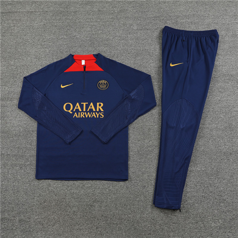 Paris Saint-Germain PSG 23-24 Kids Long Sleeve Training Set Royal Blue - Unitedfutballjersey